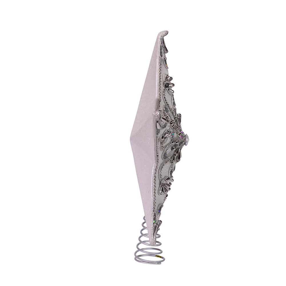White and Silver Star Treetop - 13 Inch
