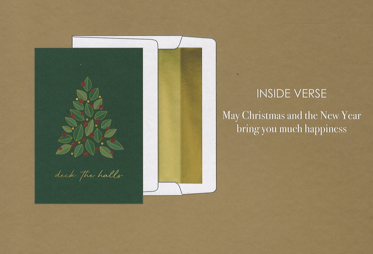 Foil Accented Embossed Cards (Deck the Halls with Holly Tree)