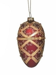 Faberge Style Egg with Gold accent Ornament - Red