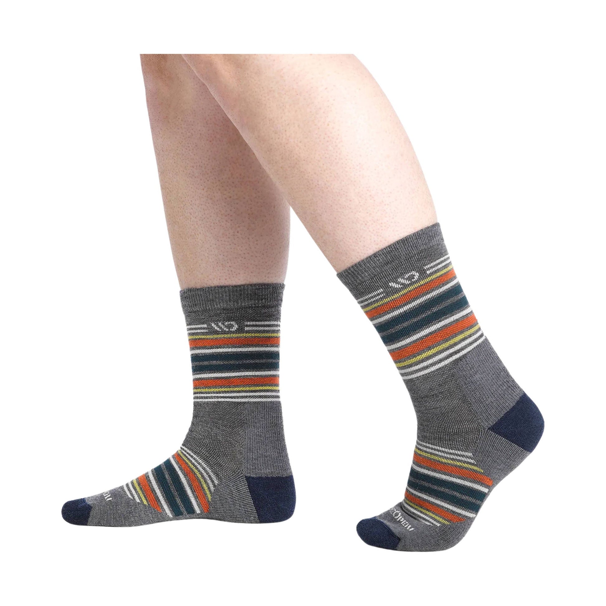 Wide Open Men's Multi Stripe Cushioned Micro Crew Socks - Gray by Lenny's Shoe & Apparel