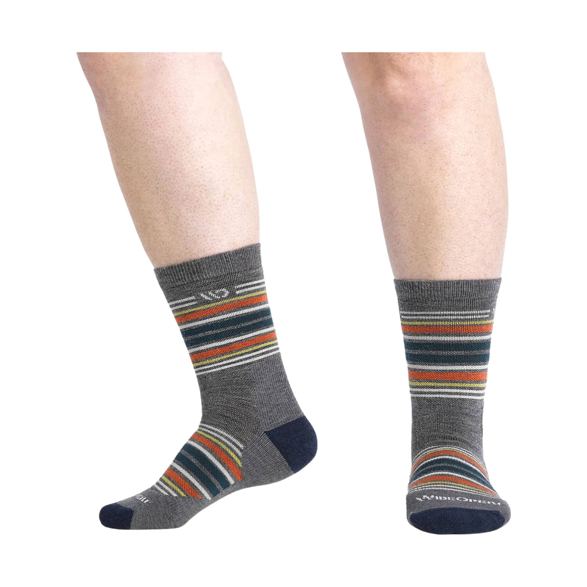 Wide Open Men's Multi Stripe Cushioned Micro Crew Socks - Gray by Lenny's Shoe & Apparel