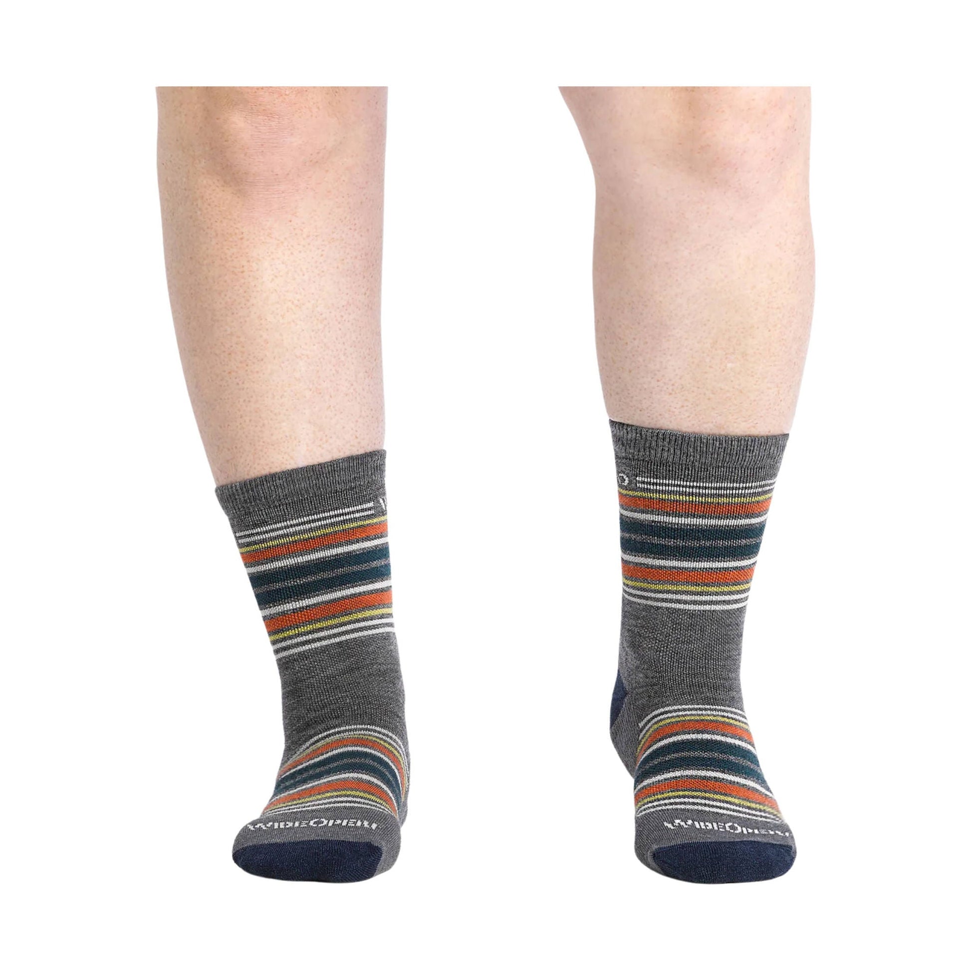 Wide Open Men's Multi Stripe Cushioned Micro Crew Socks - Gray by Lenny's Shoe & Apparel
