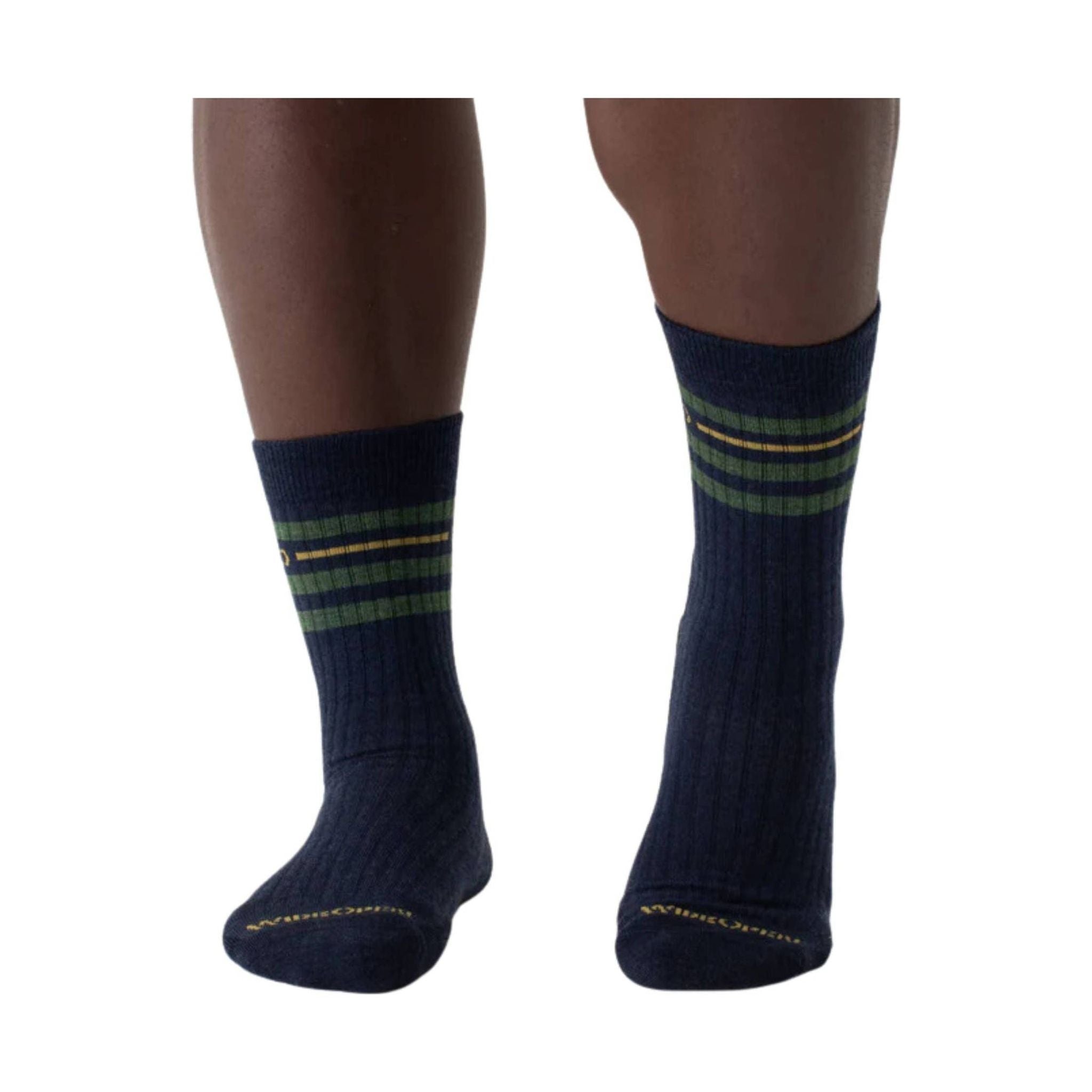 Wide Open Men's Vintage Stripe Cushioned Crew Socks - Denim by Lenny's Shoe & Apparel