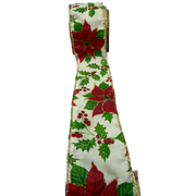 Poinsettia Wire-Edged Christmas Ribbon