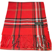 Crimson Plaid Cashmere Scarf