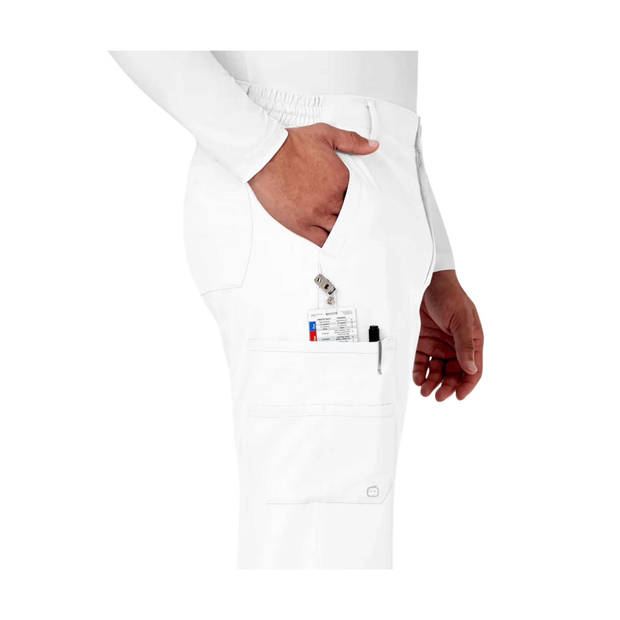 Wink Men's Pro Cargo Scrub Pant - White by Lenny's Shoe & Apparel