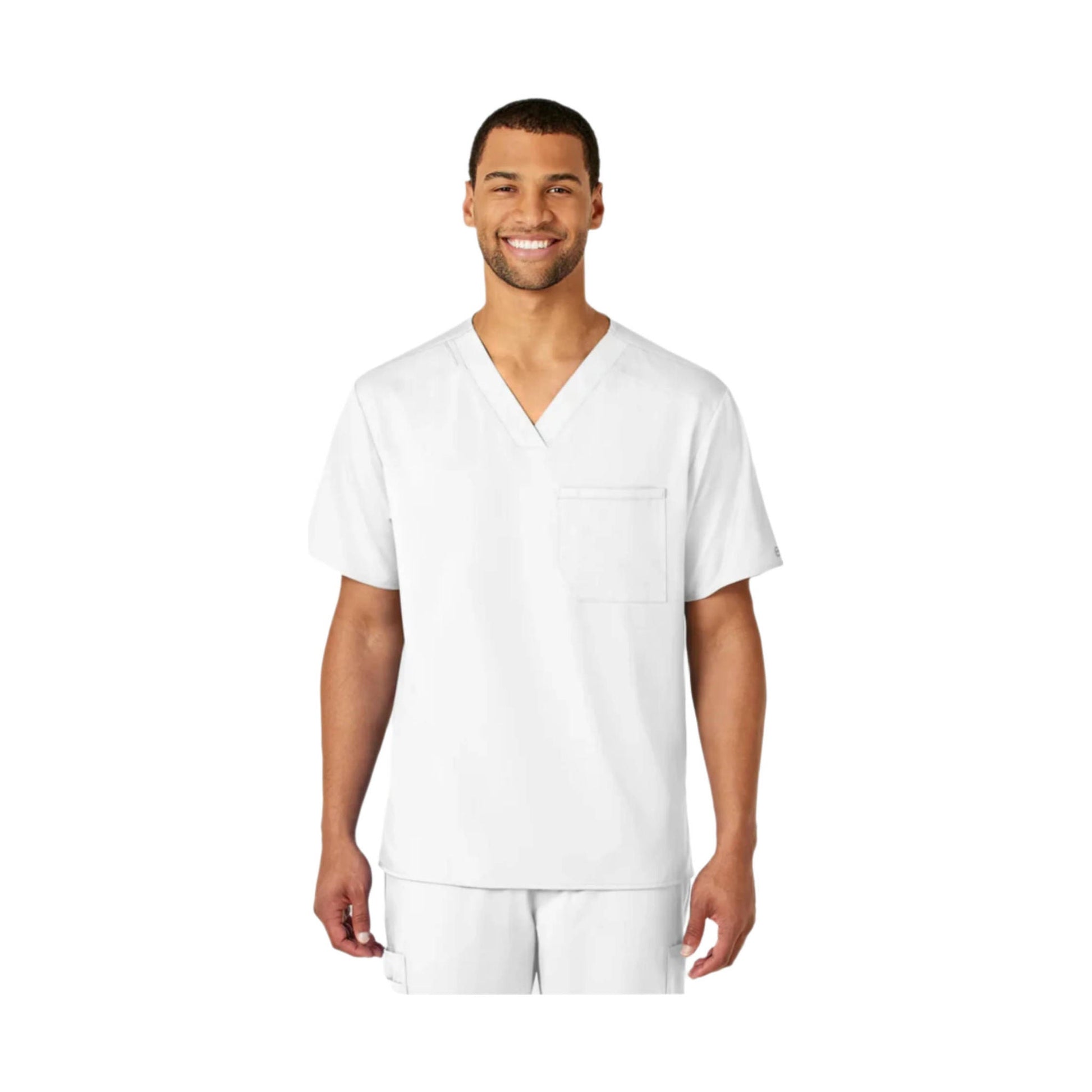 Wink Men's Pro V Neck Scrub Top - White by Lenny's Shoe & Apparel