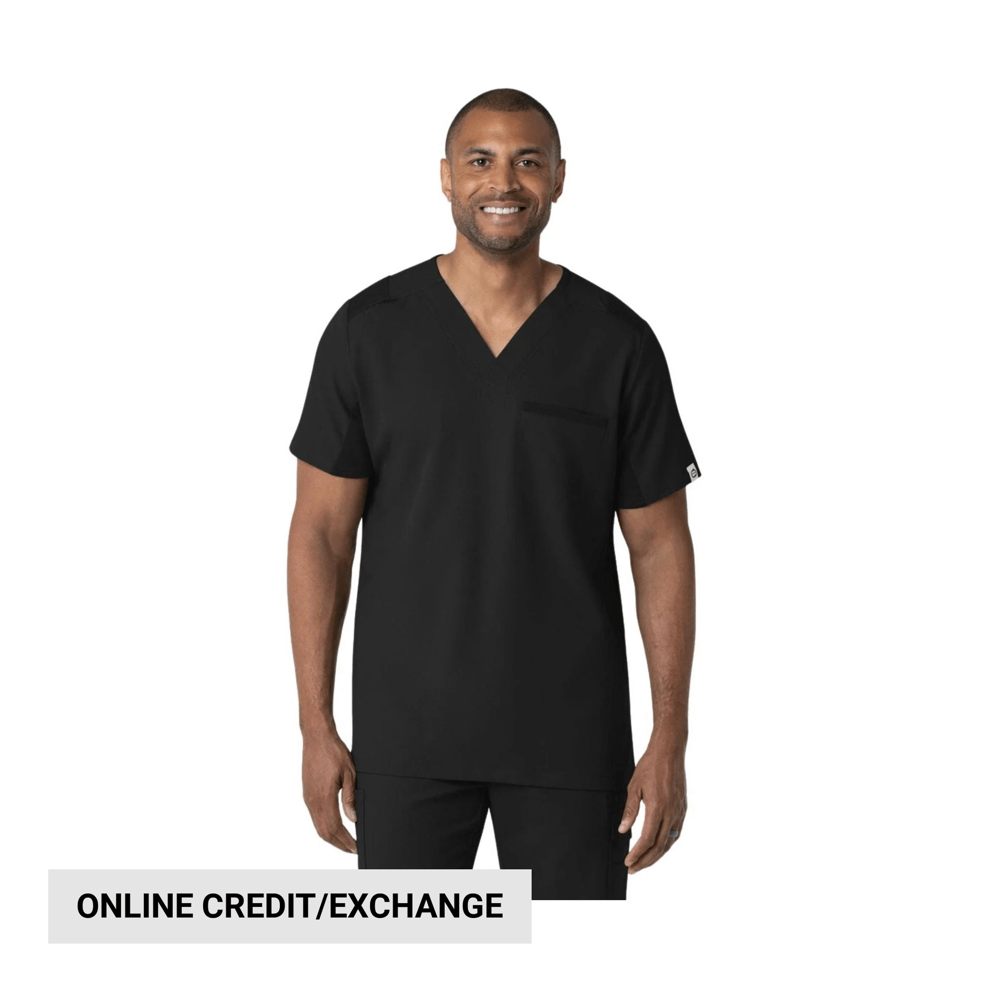 Wink Men's Utility V Neck Scrub Top - Black by Lenny's Shoe & Apparel