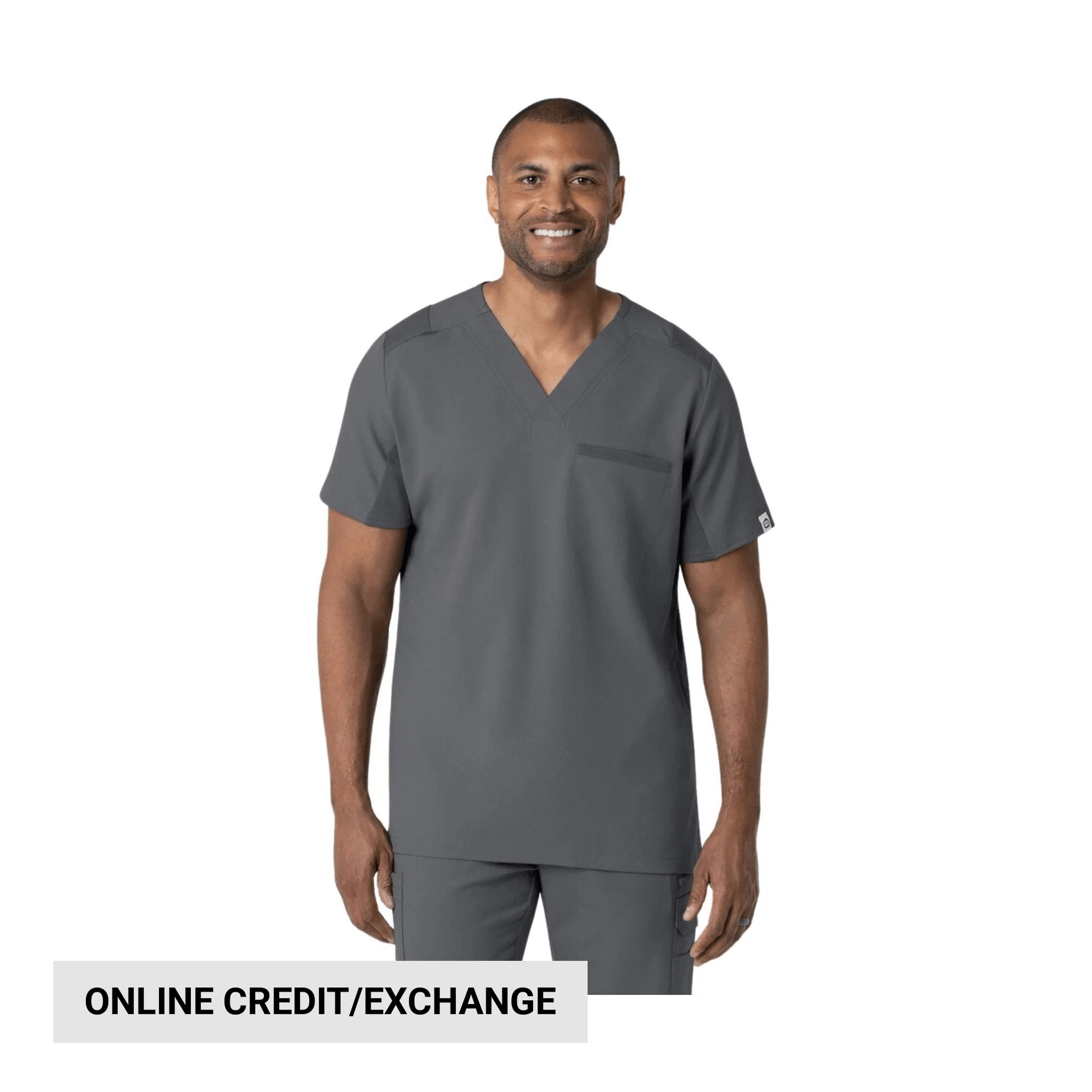 Wink Men's Utility V Neck Scrub Top - Pewter by Lenny's Shoe & Apparel