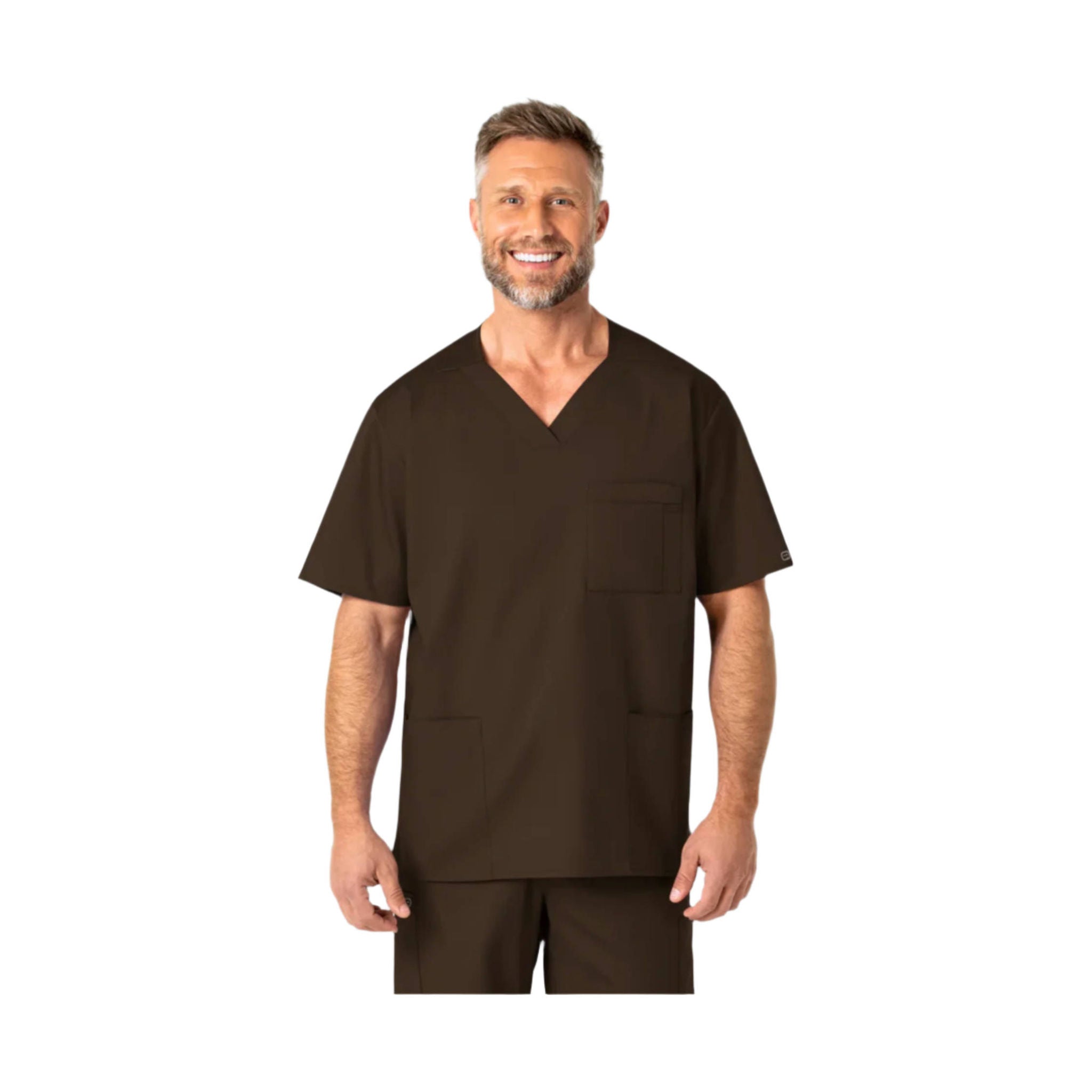 Wink Men's V Neck Scrub Top - Chocolate by Lenny's Shoe & Apparel