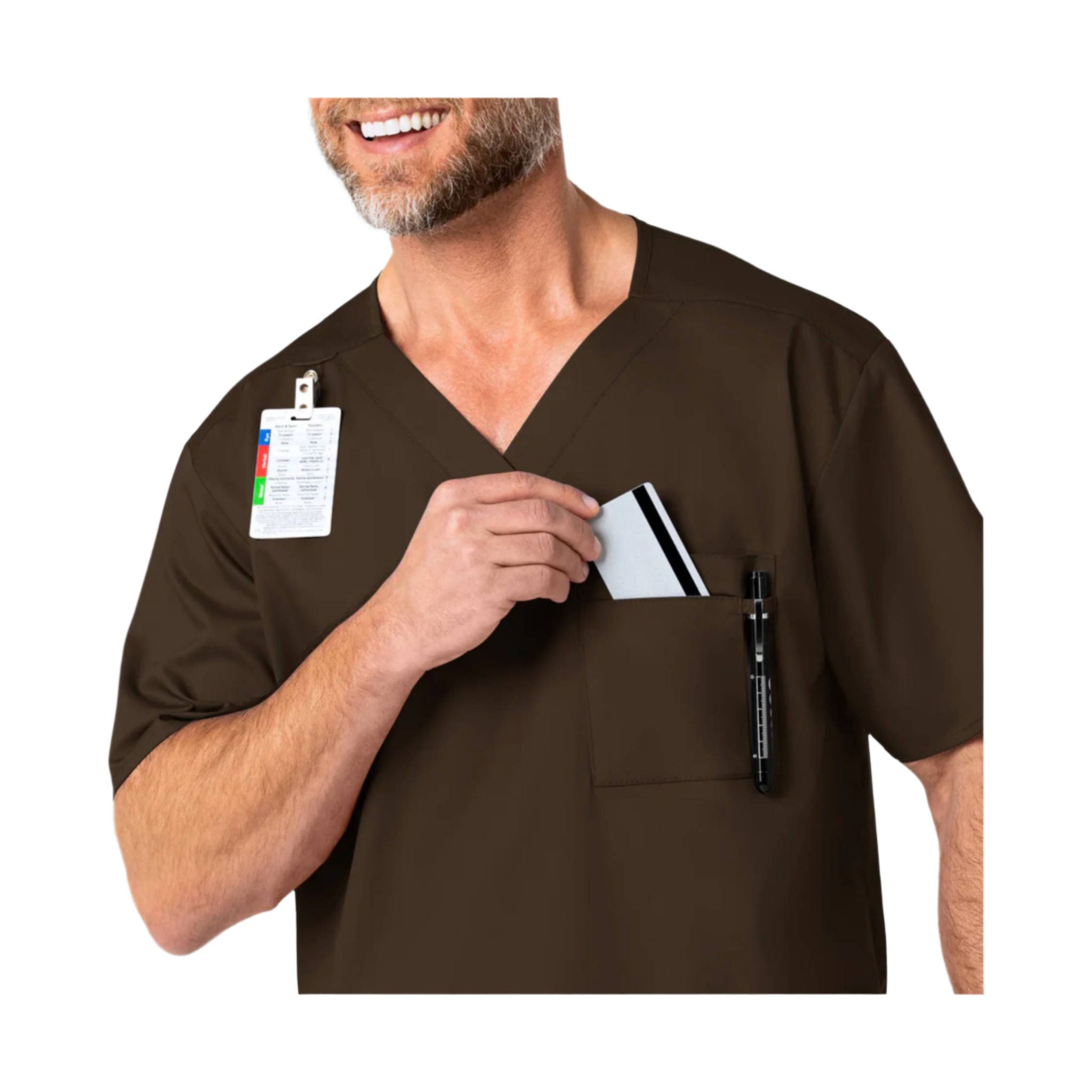 Wink Men's V Neck Scrub Top - Chocolate by Lenny's Shoe & Apparel