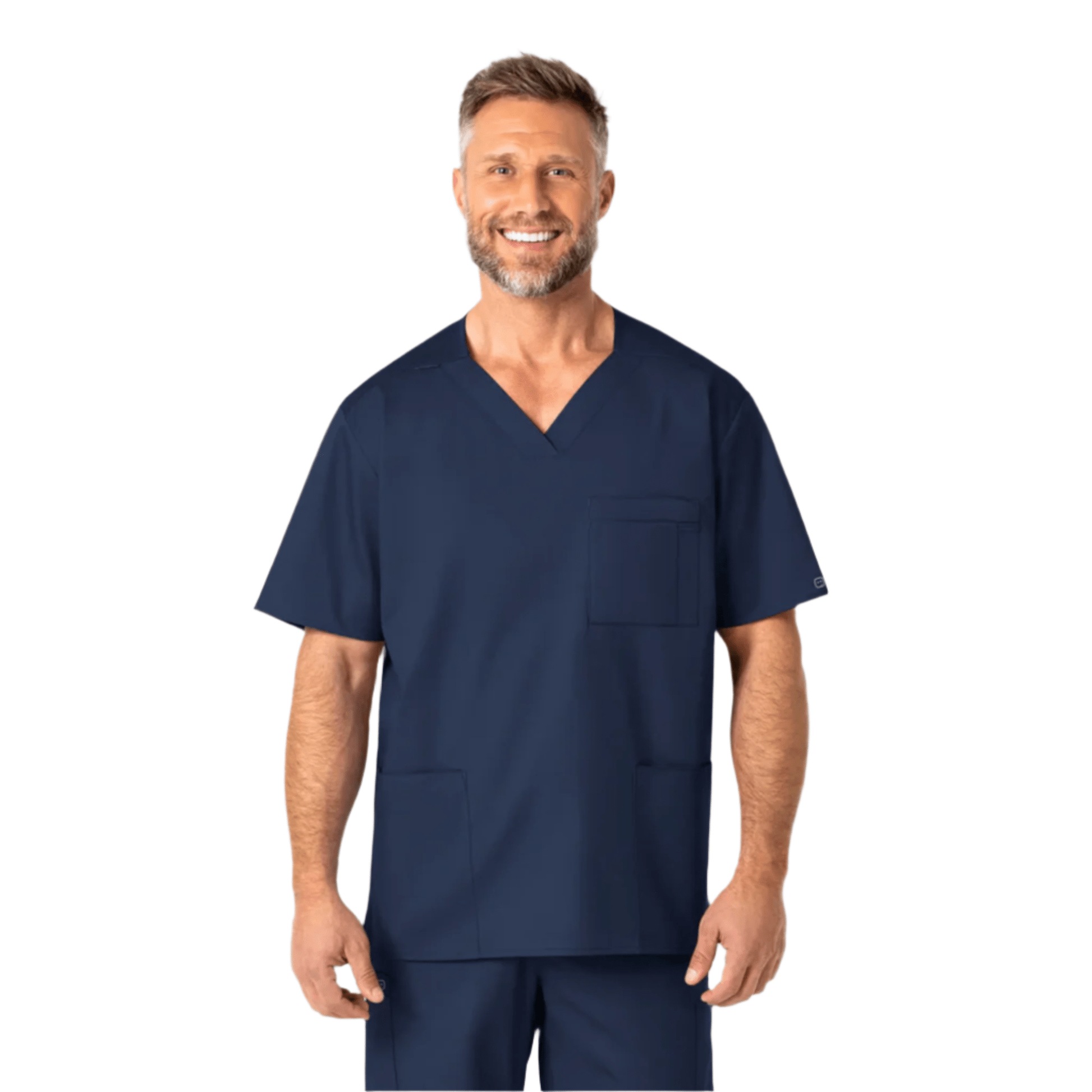 Wink Men's V Neck Scrub Top - Navy Blue by Lenny's Shoe & Apparel