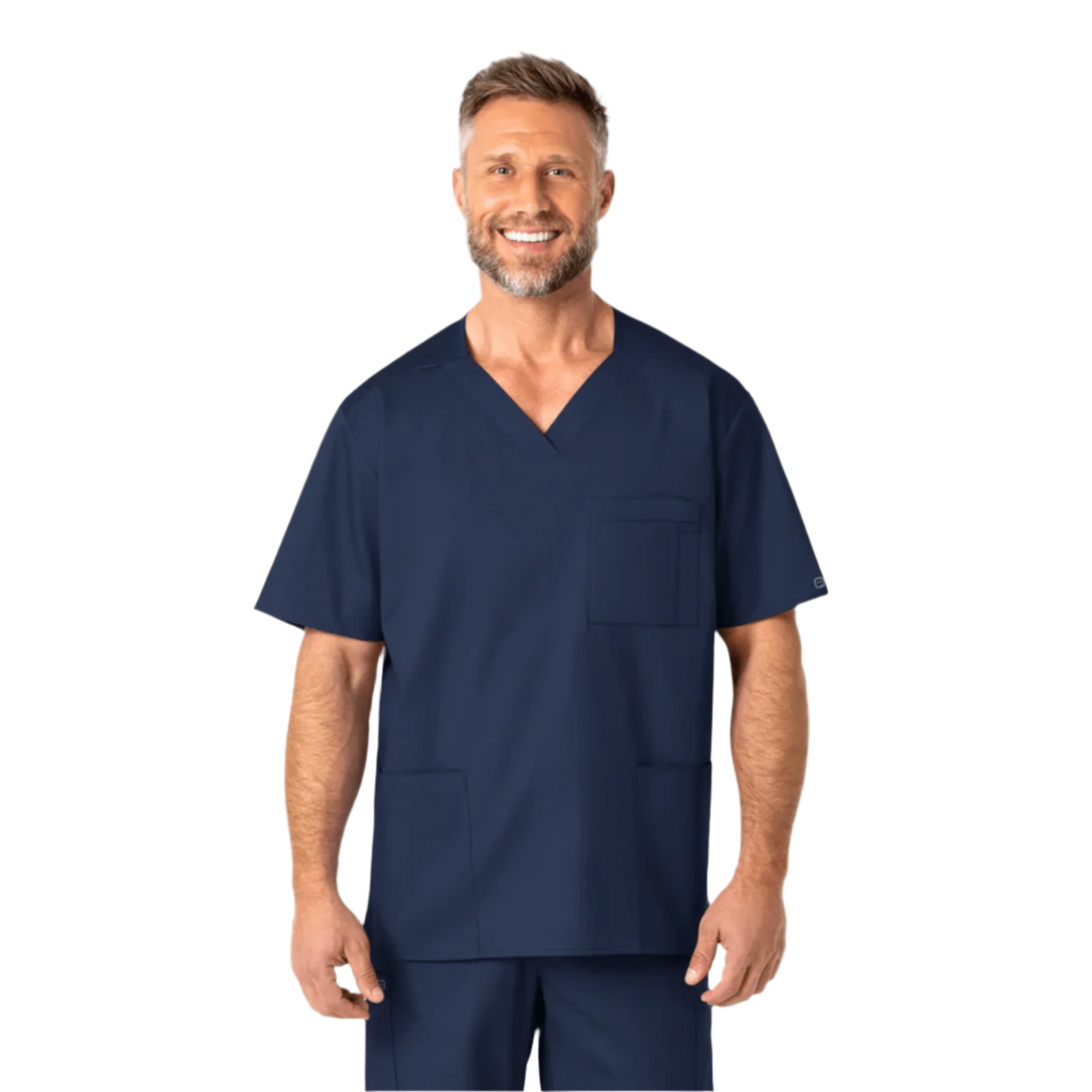 Wink Men's V Neck Scrub Top - Navy Blue by Lenny's Shoe & Apparel