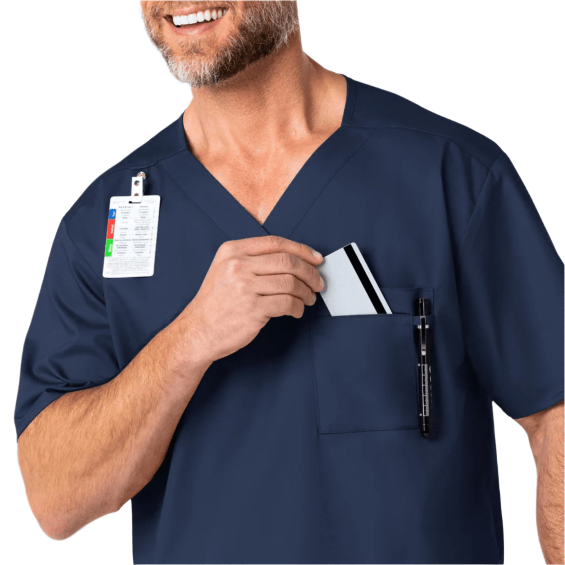 Wink Men's V Neck Scrub Top - Navy Blue by Lenny's Shoe & Apparel