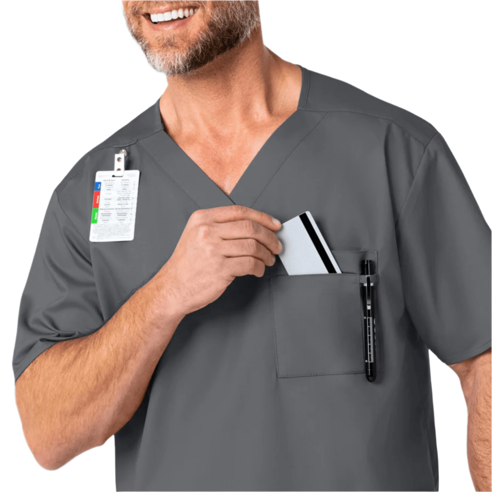 Wink Men's V Neck Scrub Top - Pewter by Lenny's Shoe & Apparel