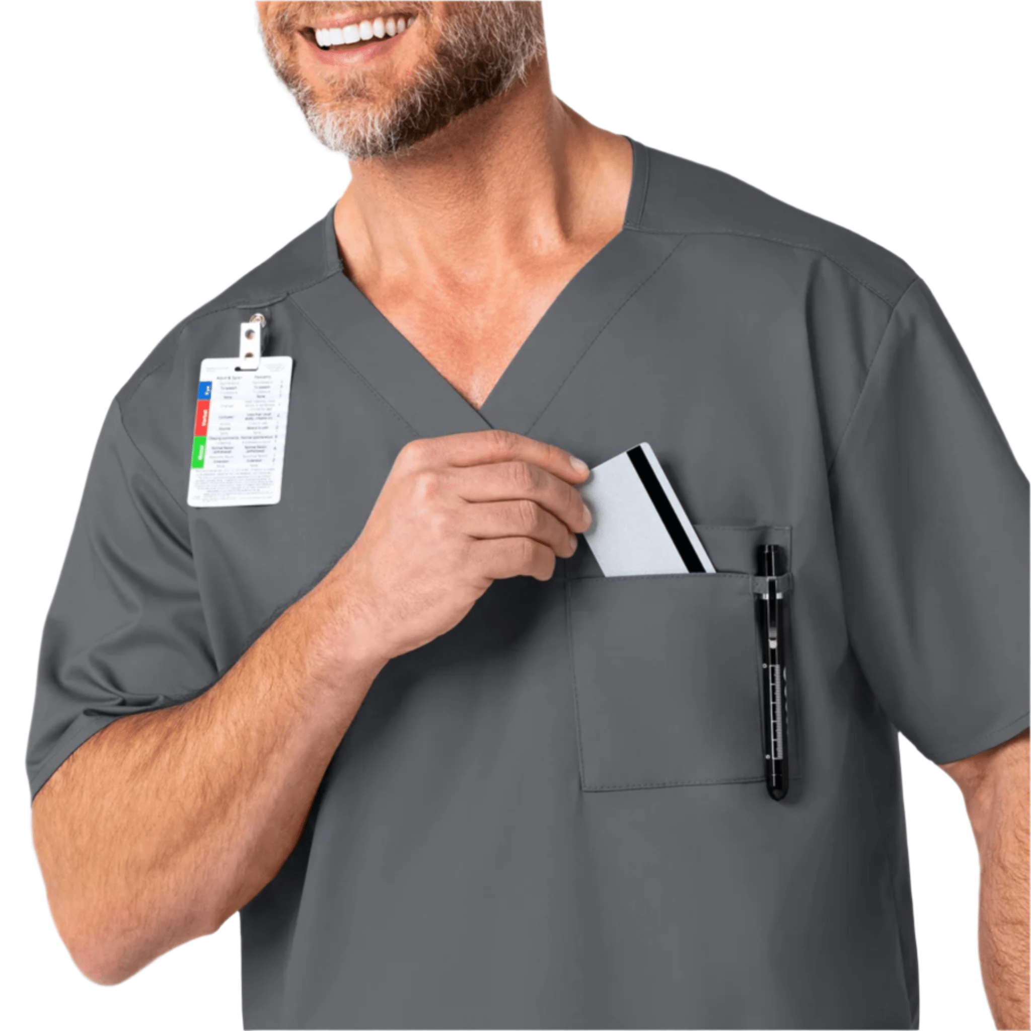 Wink Men's V Neck Scrub Top - Pewter by Lenny's Shoe & Apparel