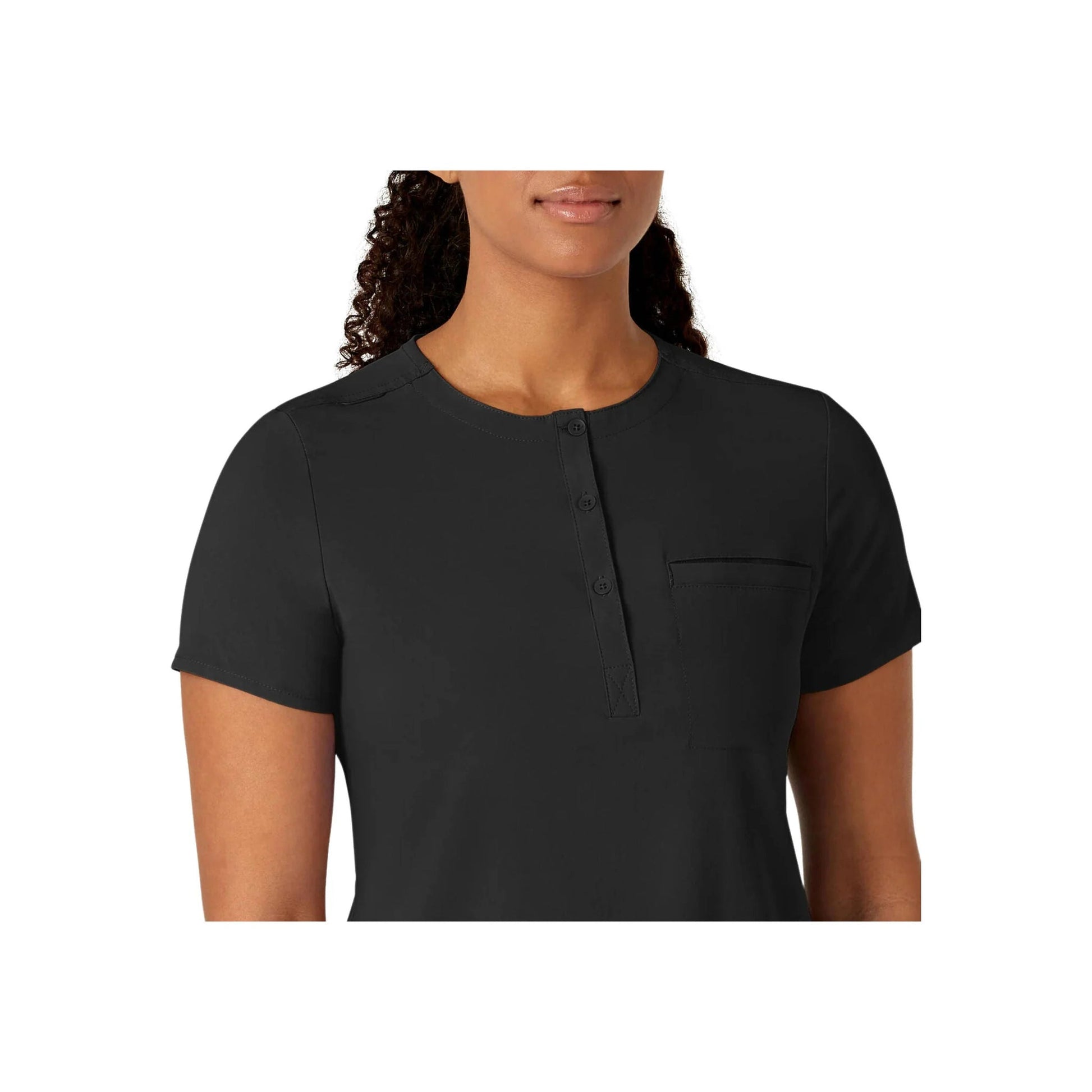 Wink Renew Women's Mandarin Collar Tuck In Scrub Top - Black by Lenny's Shoe & Apparel