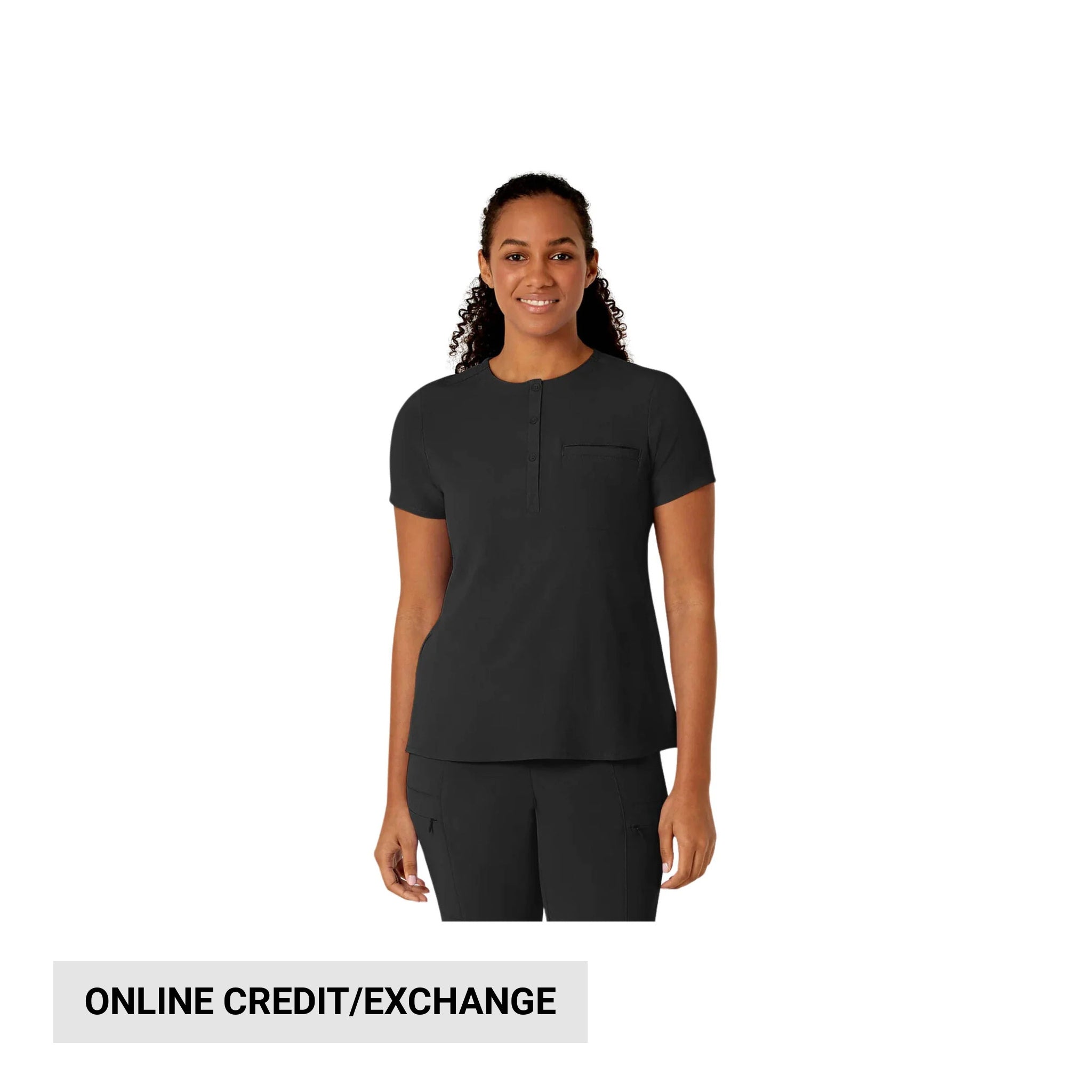 Wink Renew Women's Mandarin Collar Tuck In Scrub Top - Black by Lenny's Shoe & Apparel