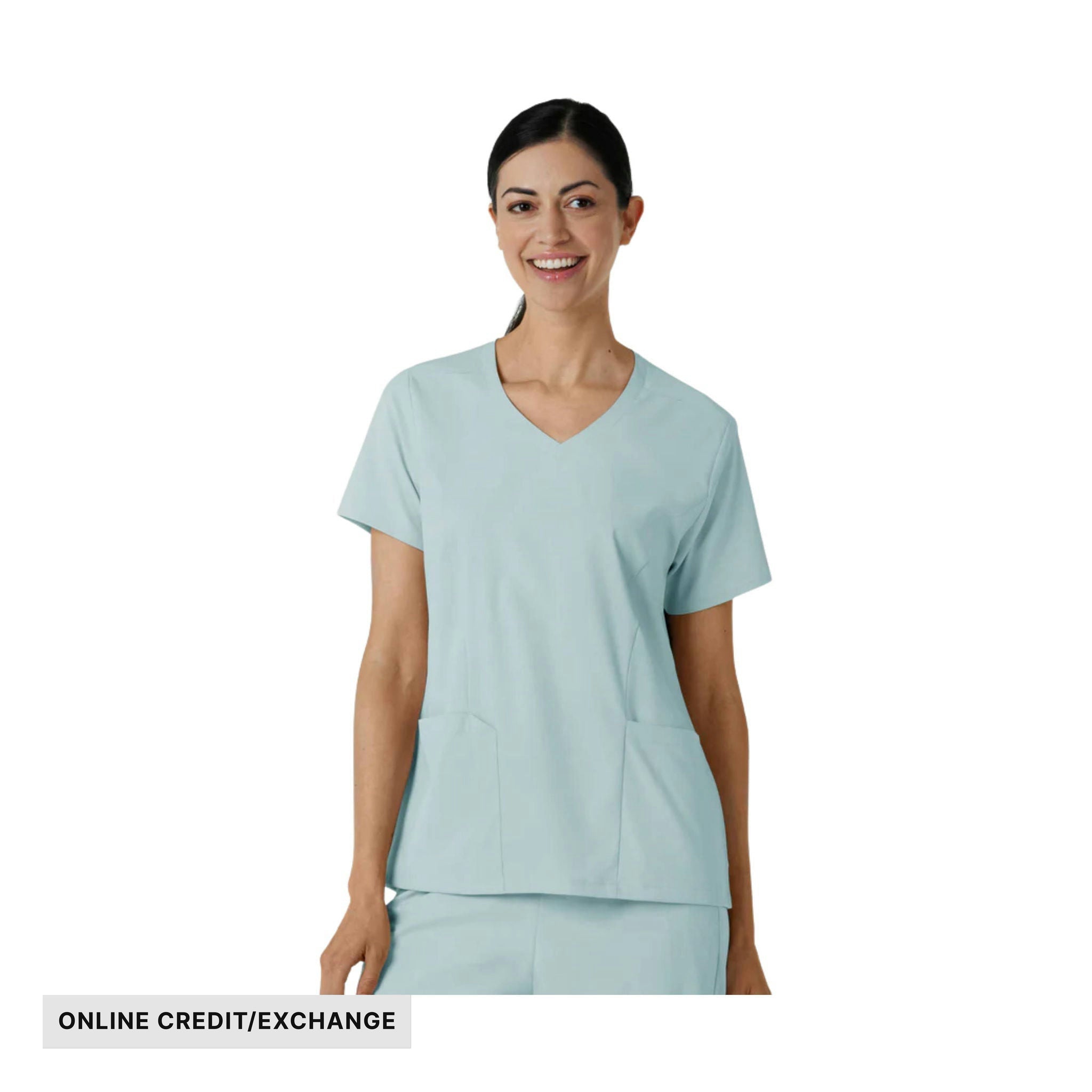 Wink Women's 2 Pocket V Neck Scrub Top - Sky Blue