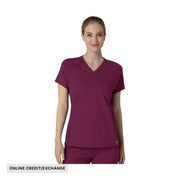 Wink Women's Flex n Reach V Neck Raglan Scrub Top - Wine