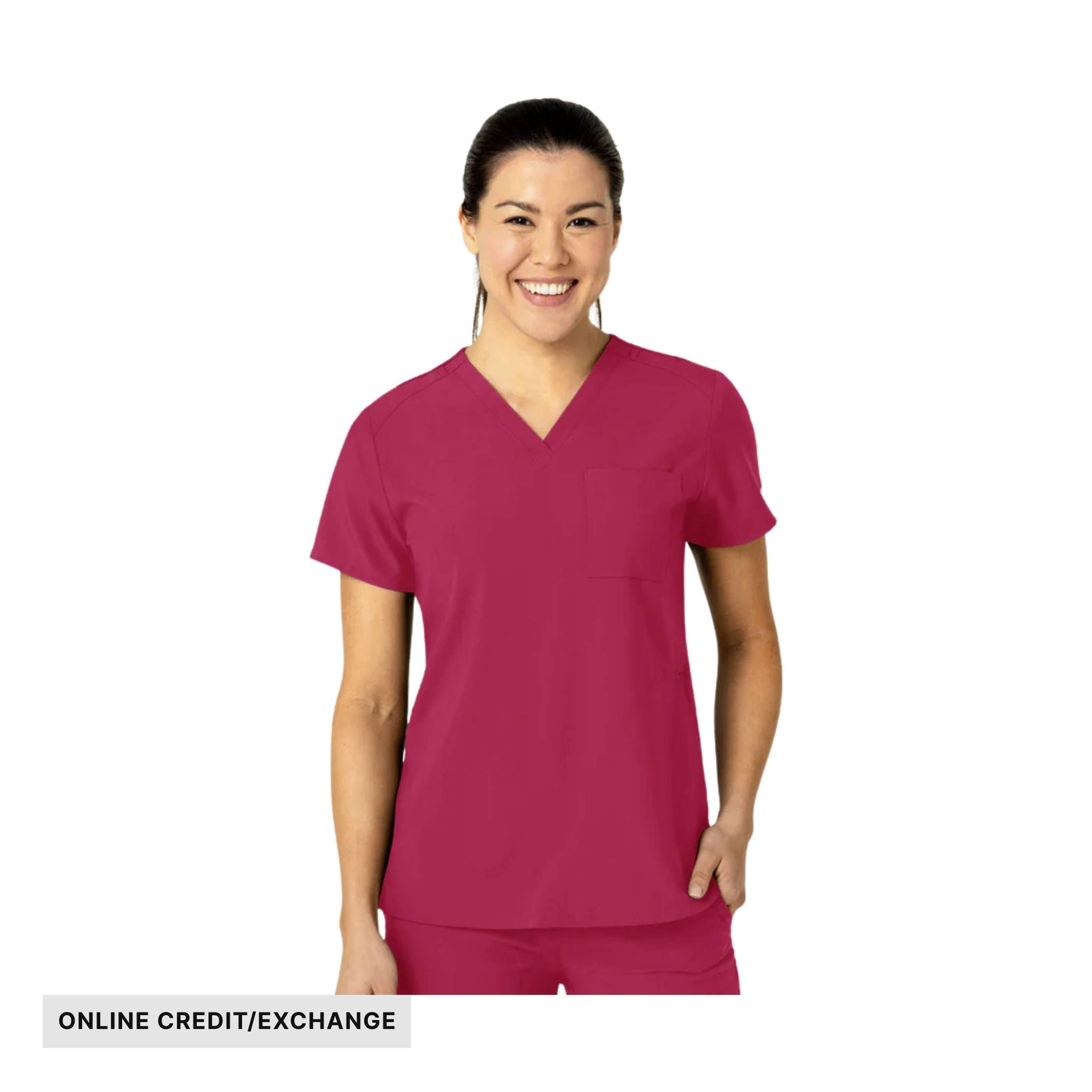 Wink Women's Flex n Reach V Neck Scrub Top - Viva Magenta