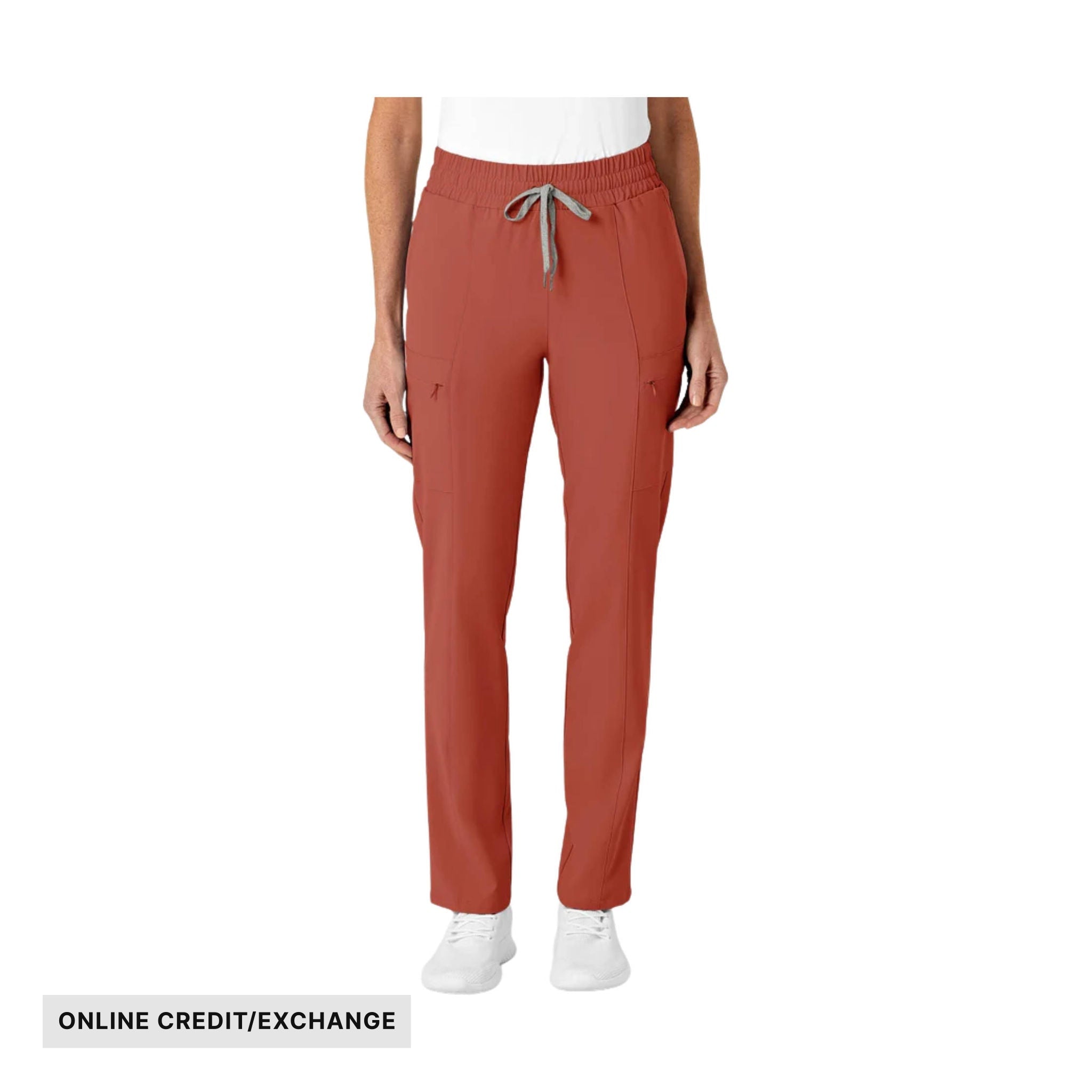 Wink Women's High Waist Slim Leg Scrub Pant - Mineral Red