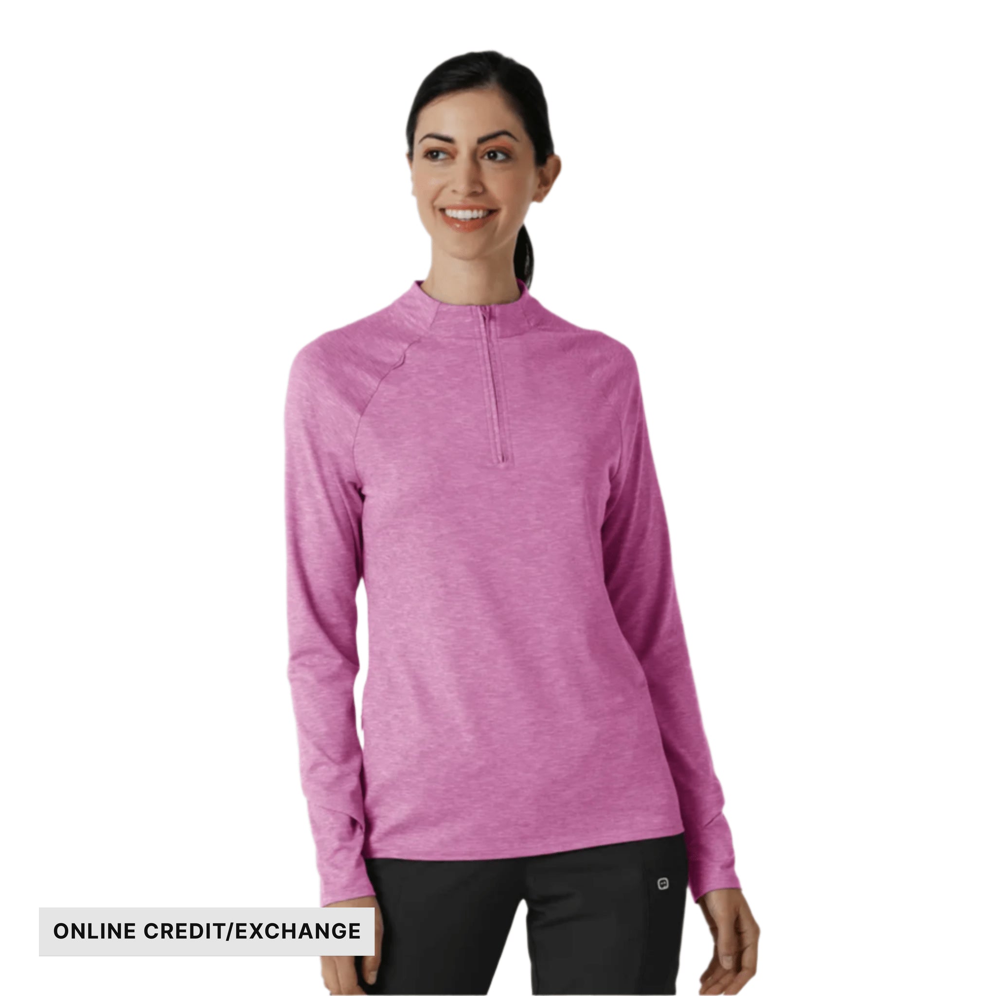 Wink Women's Watch Window Quarter Zip Top - Raspberry Heather