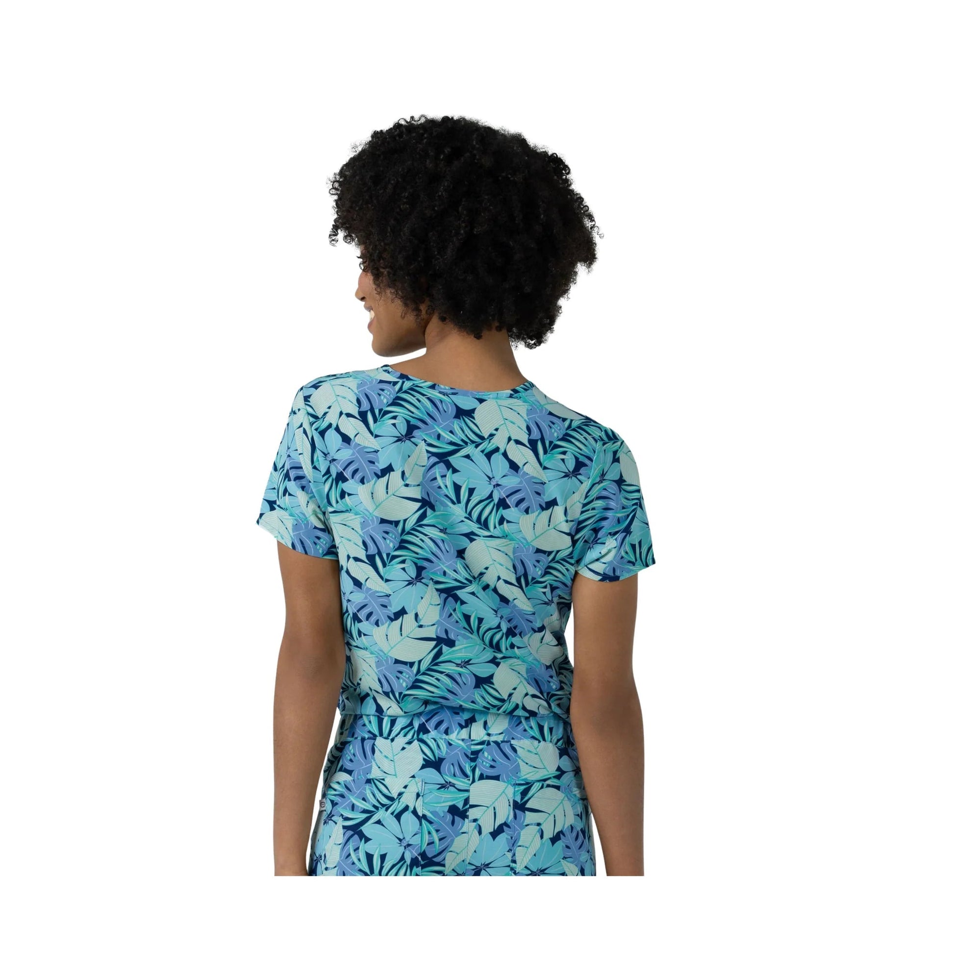 Wink Women's 1 Pocket Tuck In Print Scrub Top - Breezy Palms by Lenny's Shoe & Apparel