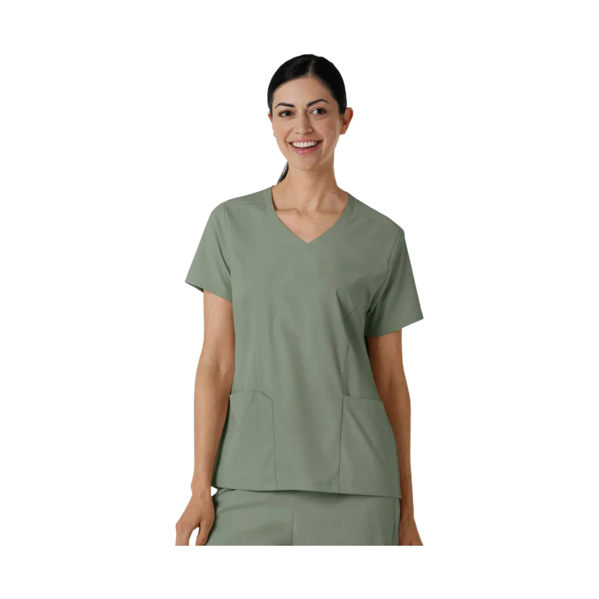 Wink Women's 2 Pocket V Neck Scrub Top - Sage Heather by Lenny's Shoe & Apparel