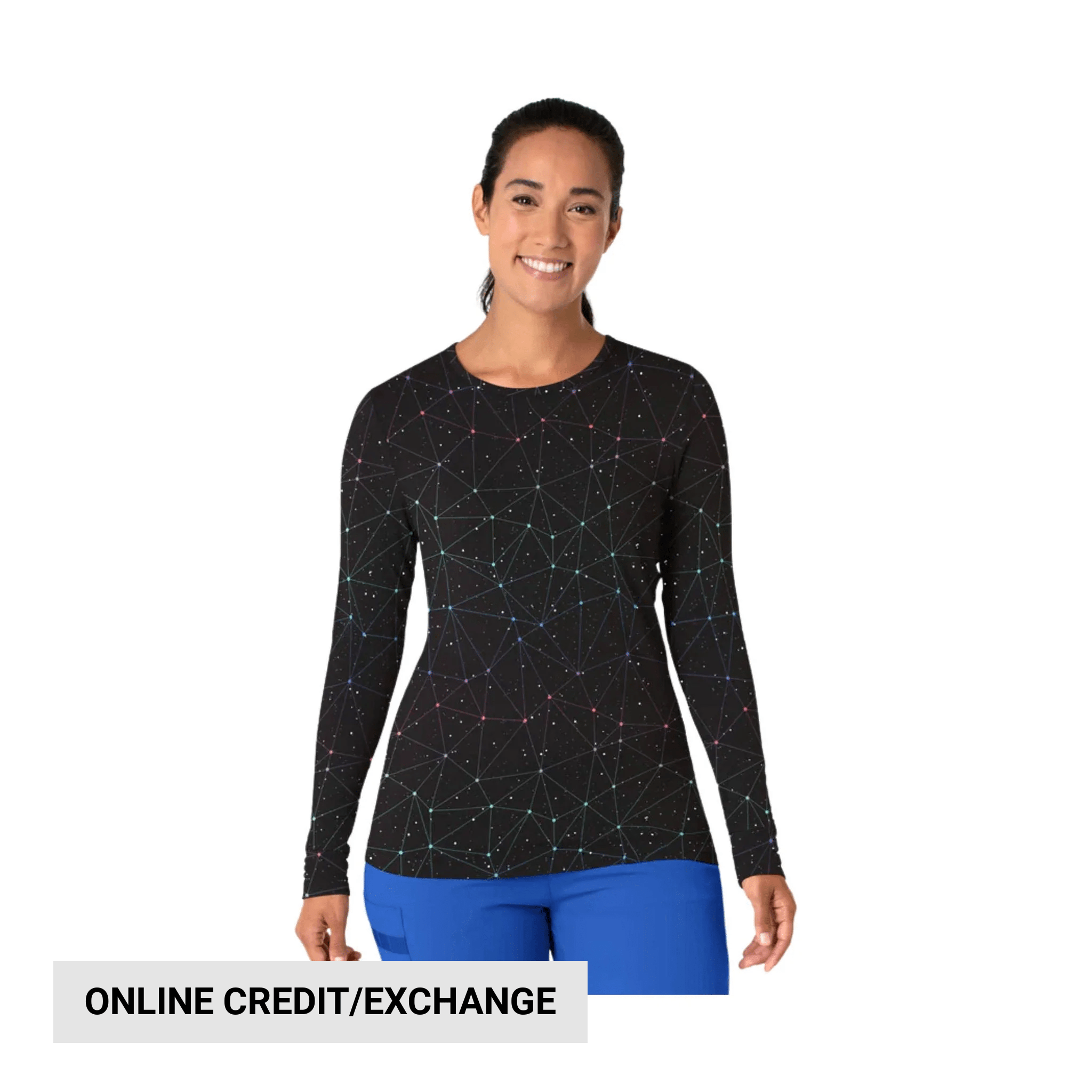 Wink Women's All Over Print Silky Scrub Tee - Astro Map Black by Lenny's Shoe & Apparel