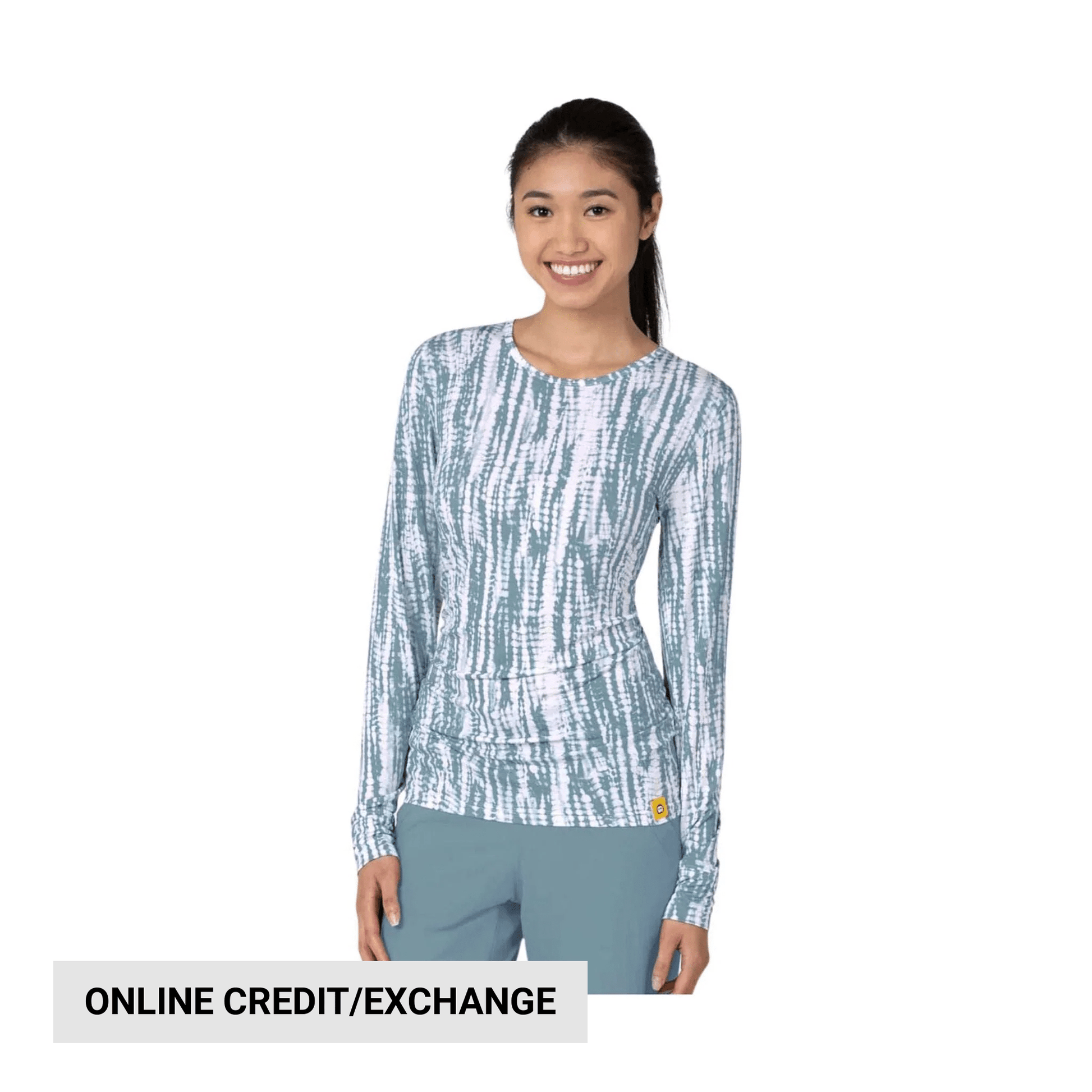 Wink Women's All Over Print Silky Scrub Tee - Shibori Blue by Lenny's Shoe & Apparel