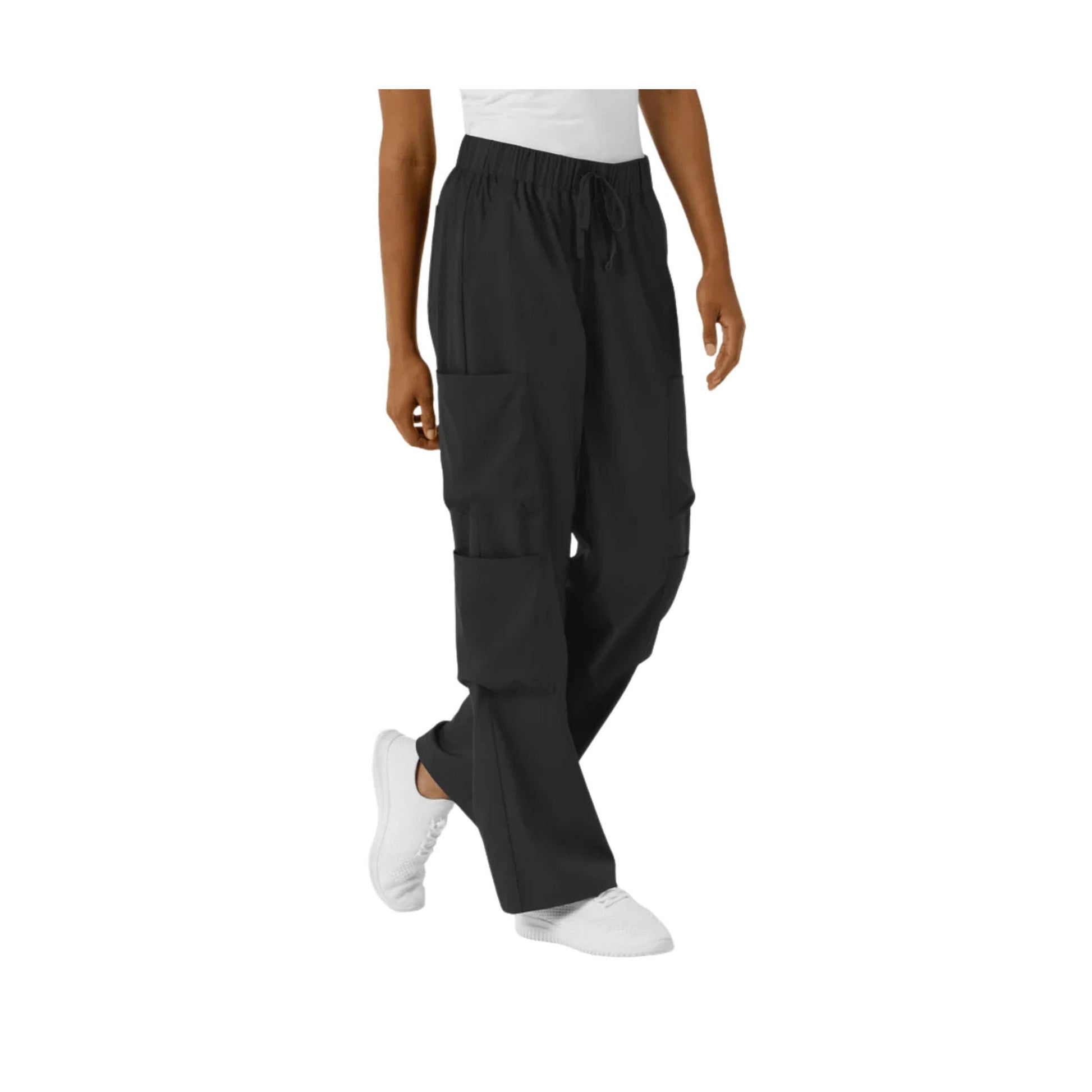 Wink Women's Boundless Classic Wide Leg Cargo Scrub Pant - Black by Lenny's Shoe & Apparel