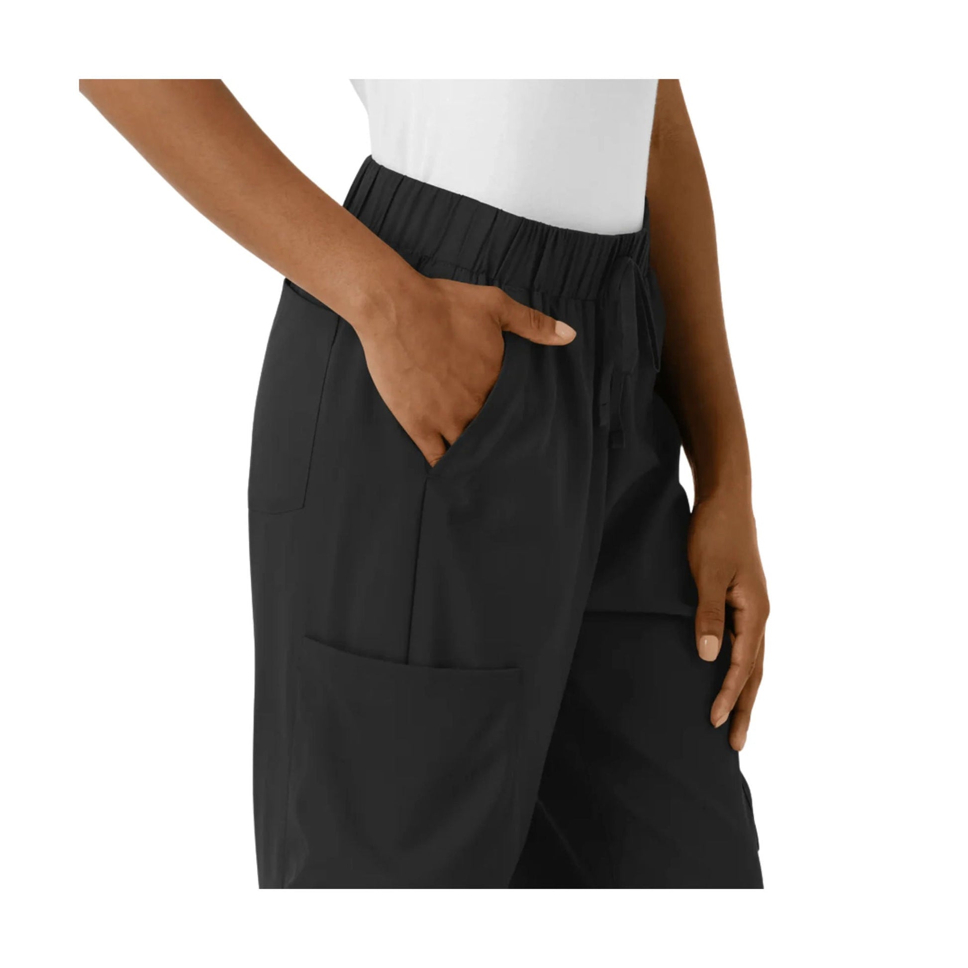 Wink Women's Boundless Classic Wide Leg Cargo Scrub Pant - Black by Lenny's Shoe & Apparel
