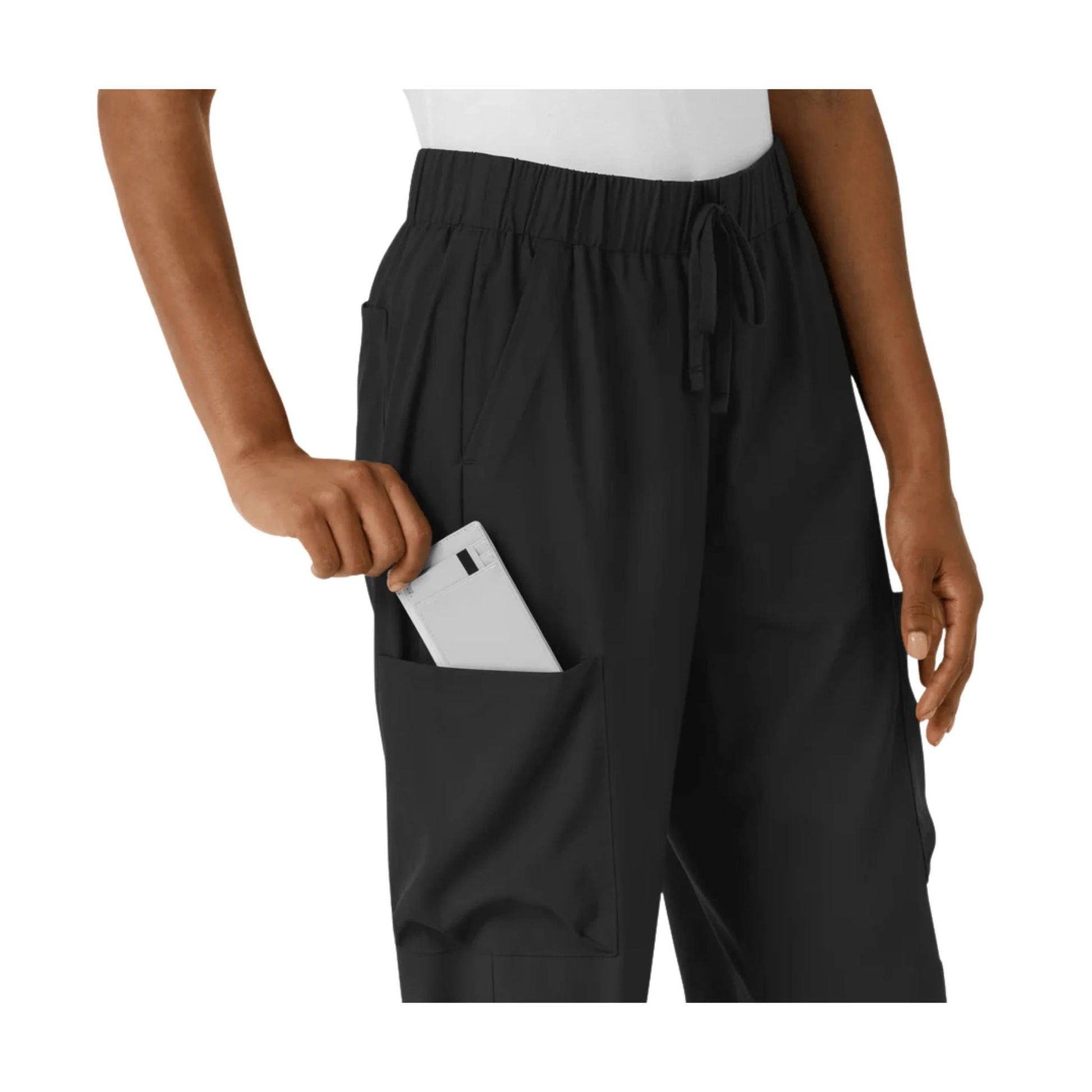 Wink Women's Boundless Classic Wide Leg Cargo Scrub Pant - Black by Lenny's Shoe & Apparel