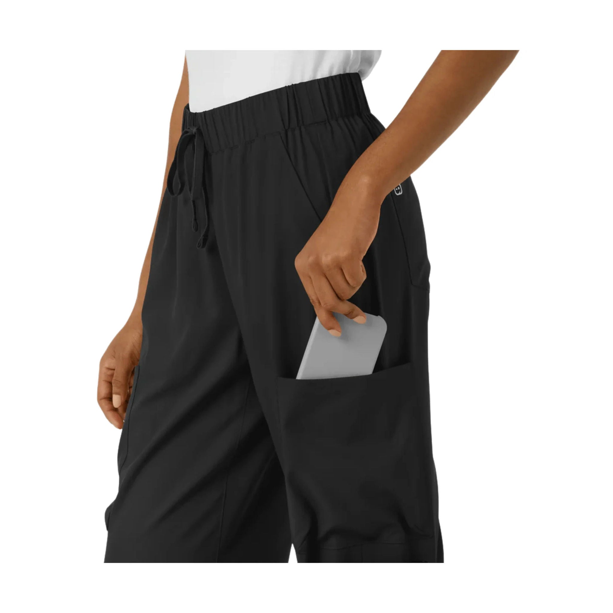 Wink Women's Boundless Classic Wide Leg Cargo Scrub Pant - Black by Lenny's Shoe & Apparel