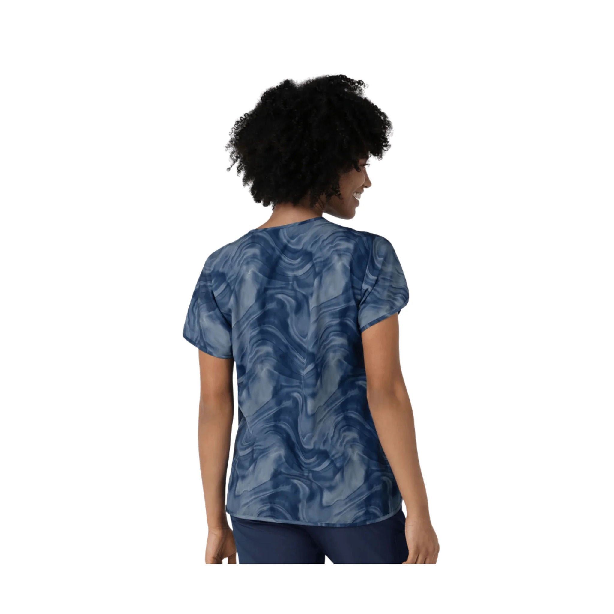 Wink Women's Dolman Print Scrub Top - Dreamy Daze Navy by Lenny's Shoe & Apparel
