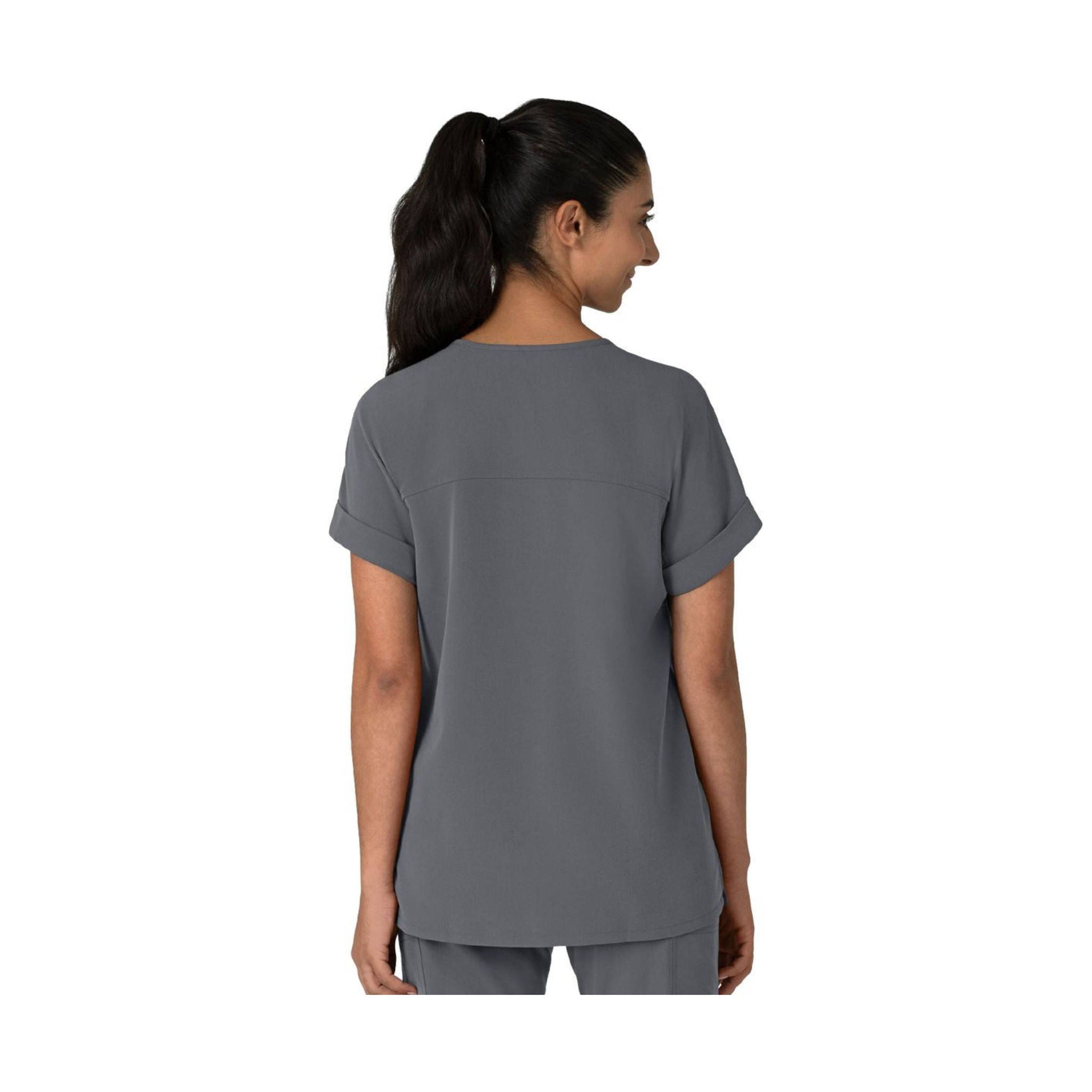 Wink Women's Drop Shoulder Boxy Scrub Top - Pewter by Lenny's Shoe & Apparel