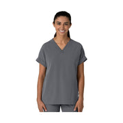 Wink Women's Drop Shoulder Boxy Scrub Top - Pewter by Lenny's Shoe & Apparel