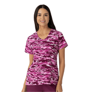 Wink Women's Fashion Prints V Neck Scrub Top - Camo Crush by Lenny's Shoe & Apparel