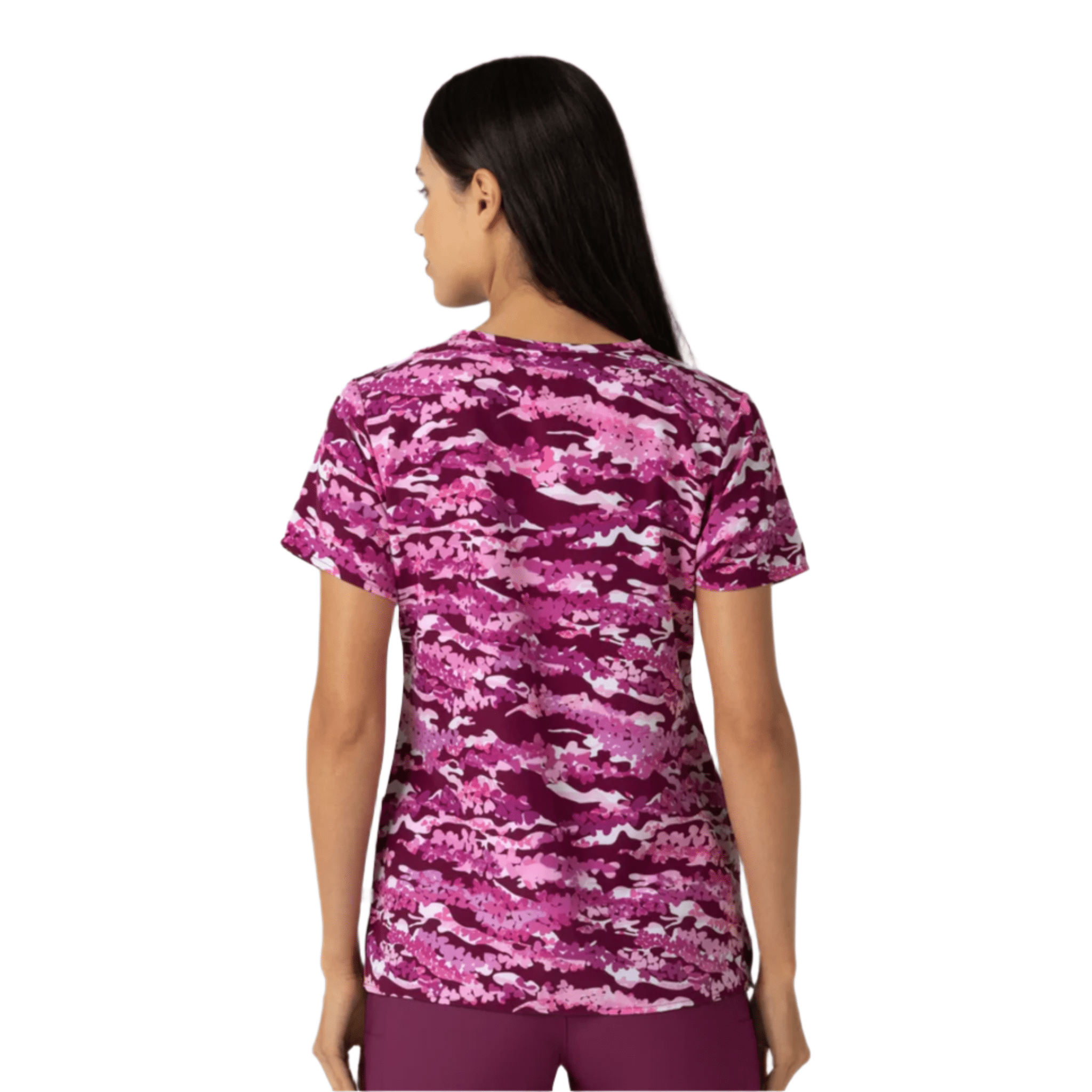 Wink Women's Fashion Prints V Neck Scrub Top - Camo Crush by Lenny's Shoe & Apparel