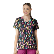 Wink Women's Fashion Prints V Neck Scrub Top - Darling Dots by Lenny's Shoe & Apparel