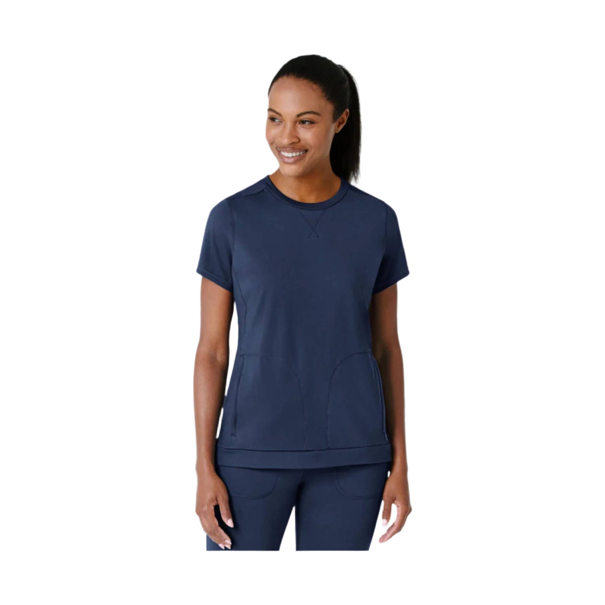 Wink Women's Flex n Reach Crew Neck Top - Navy Blue by Lenny's Shoe & Apparel