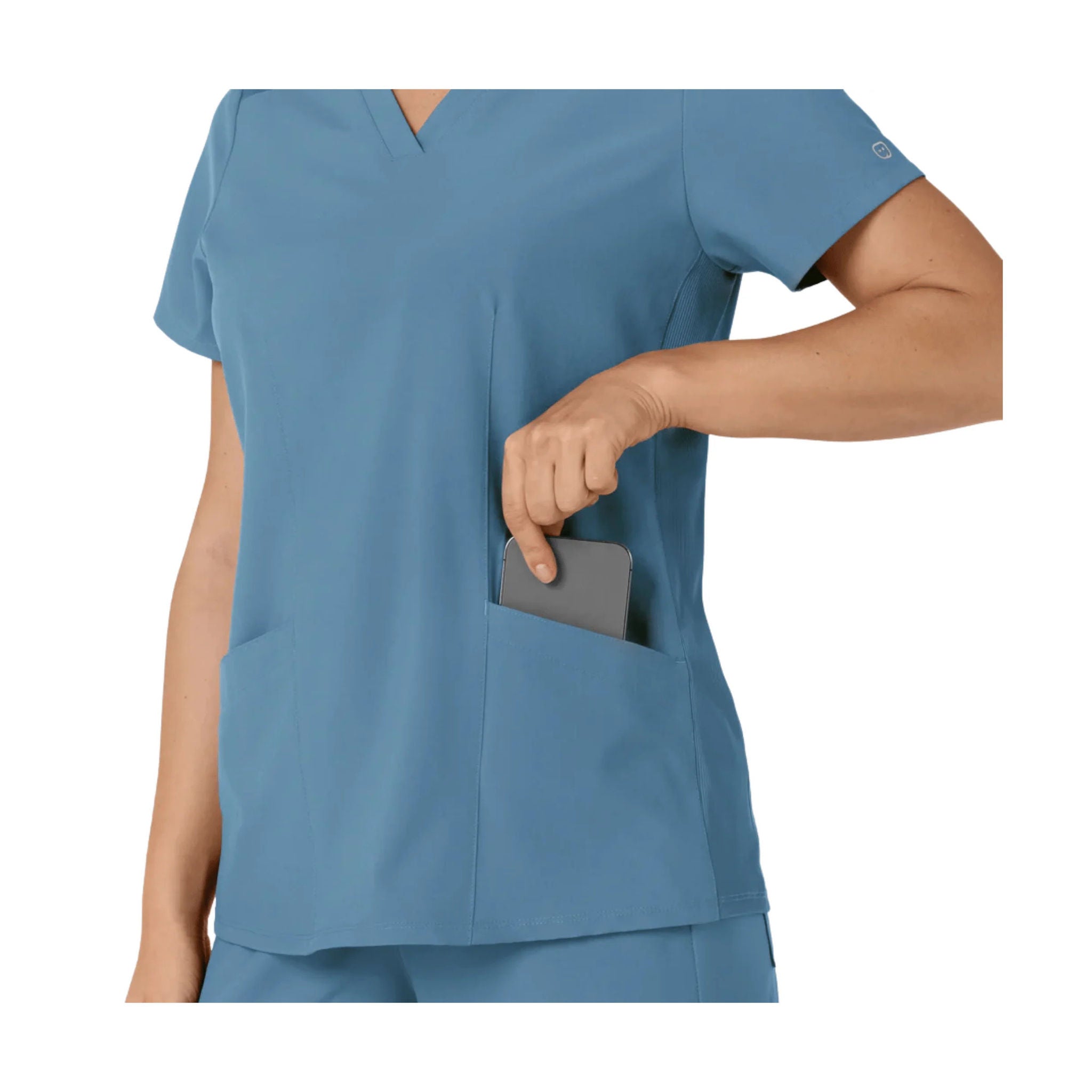 Wink Women's Flex n Reach Side Panel V Neck Scrub Top - Pacific Blue by Lenny's Shoe & Apparel