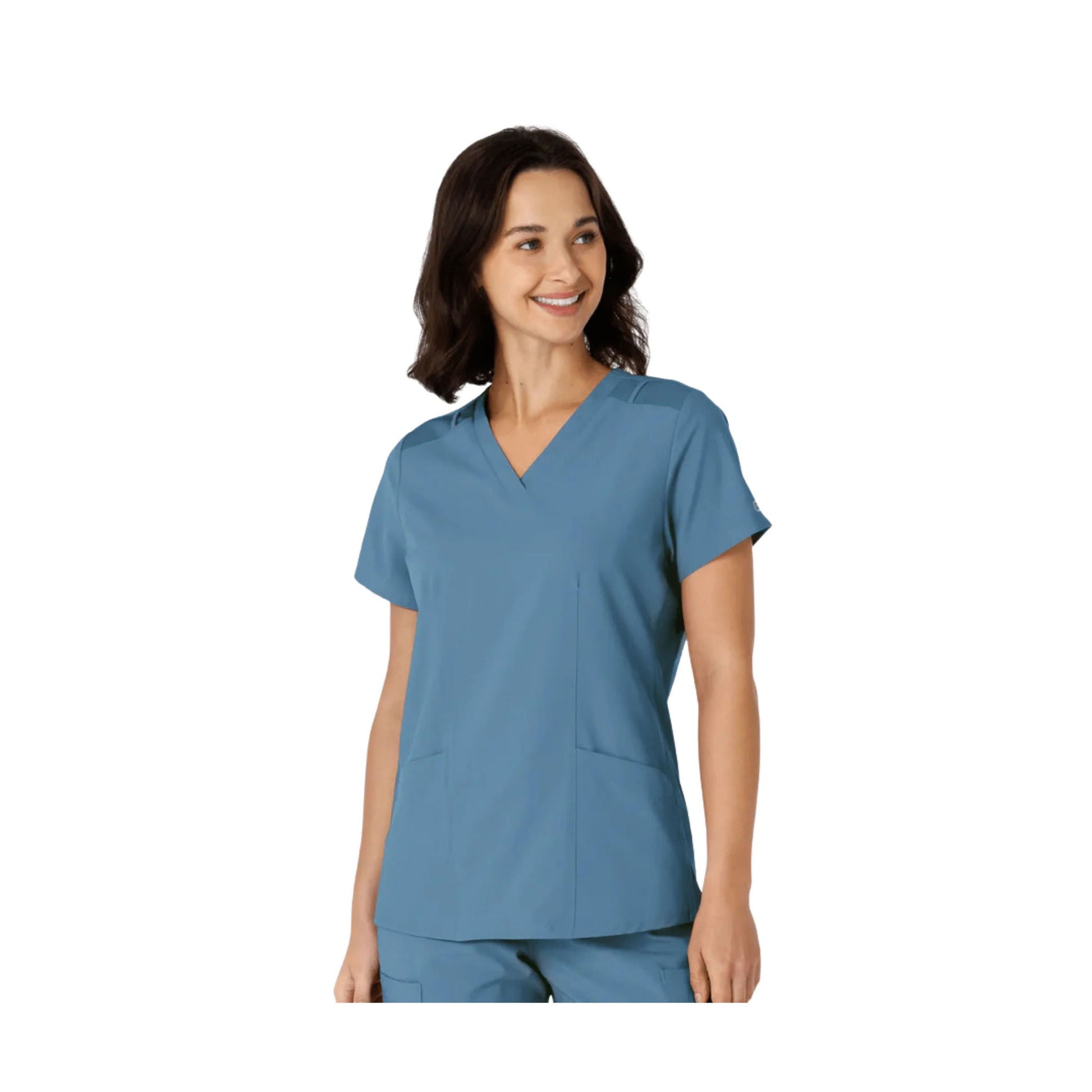 Wink Women's Flex n Reach Side Panel V Neck Scrub Top - Pacific Blue by Lenny's Shoe & Apparel