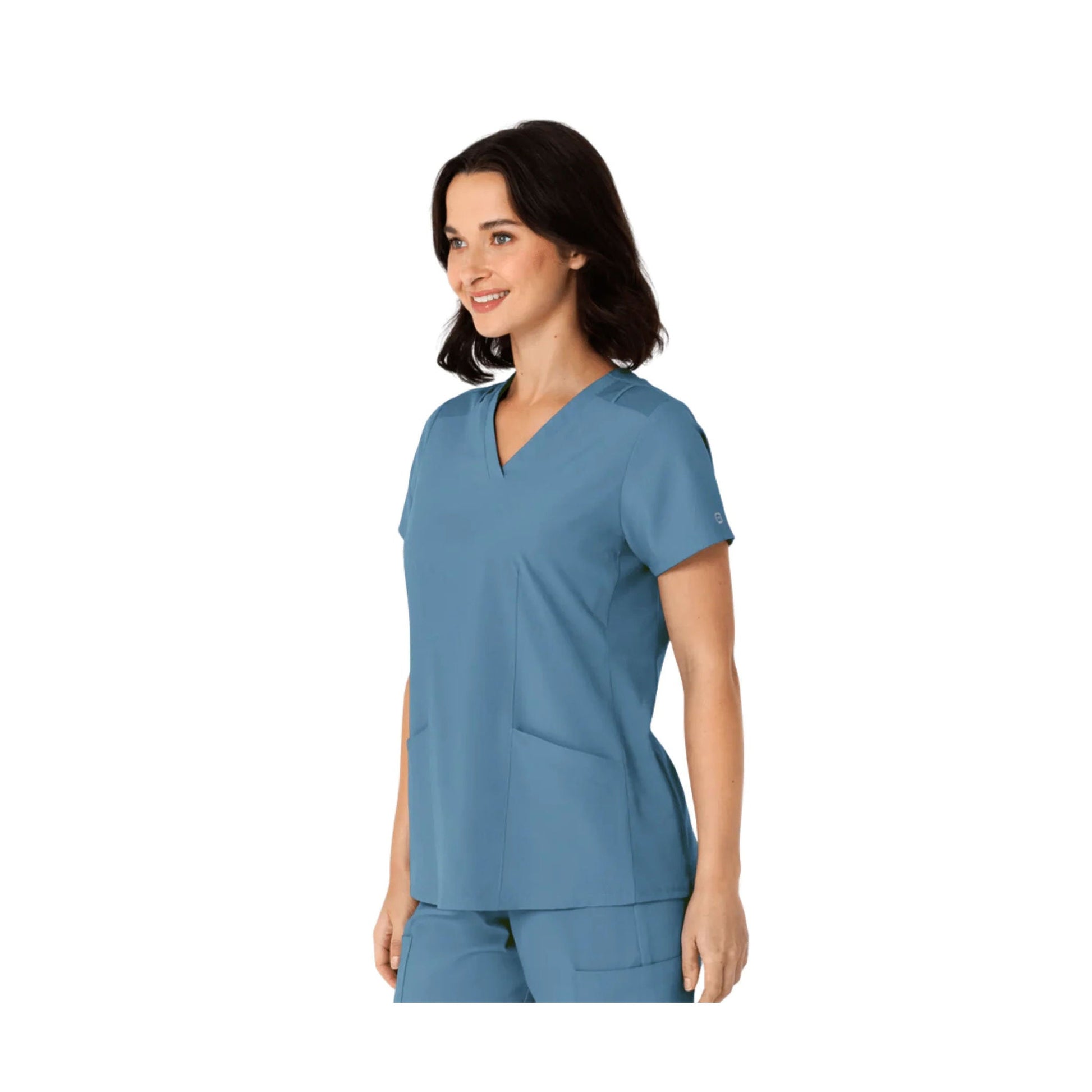 Wink Women's Flex n Reach Side Panel V Neck Scrub Top - Pacific Blue by Lenny's Shoe & Apparel