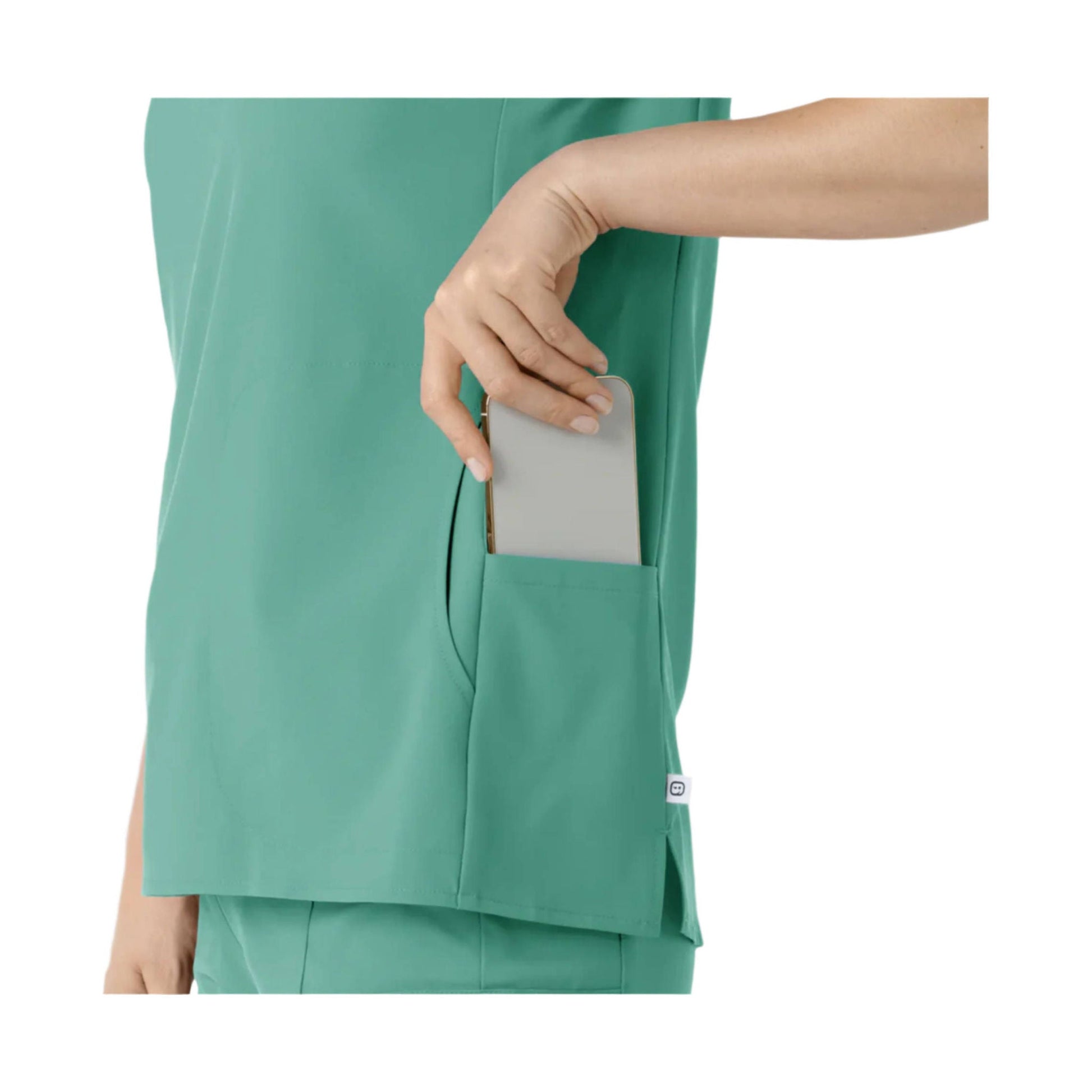 Wink Women's Renew Mandarin Collar Scrub Top - Turquoise by Lenny's Shoe & Apparel