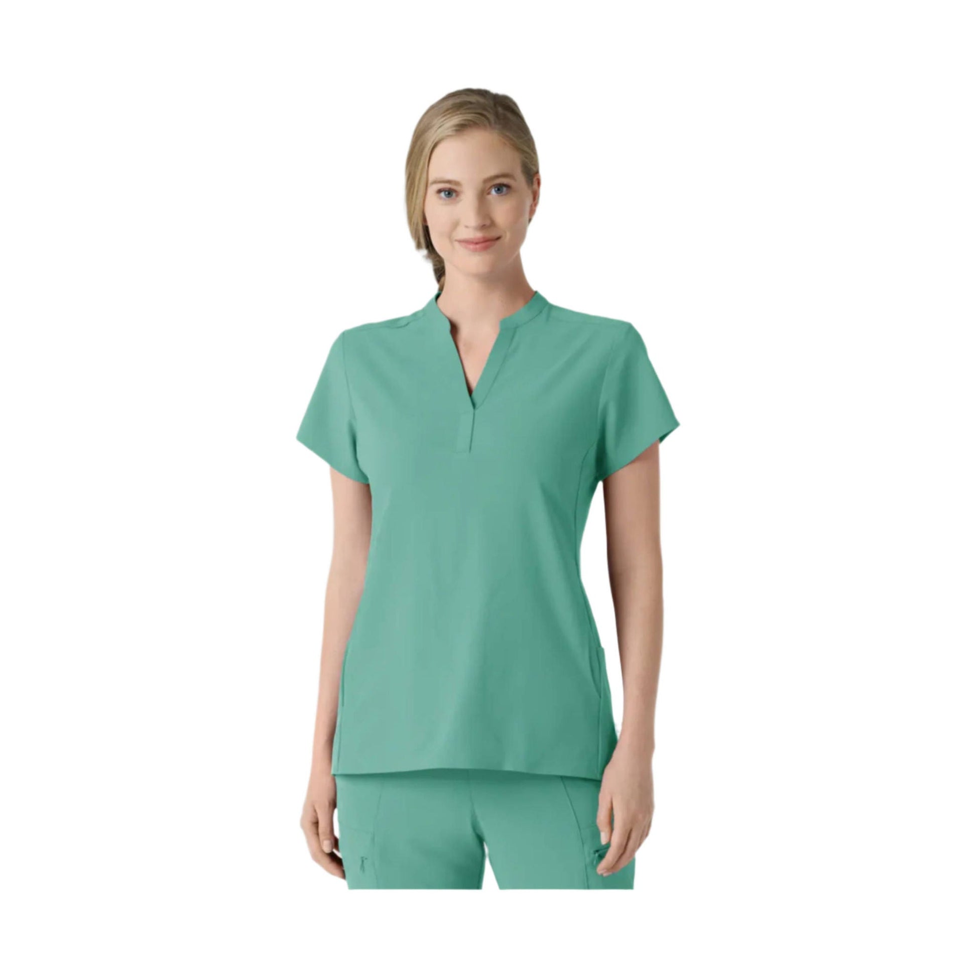 Wink Women's Renew Mandarin Collar Scrub Top - Turquoise by Lenny's Shoe & Apparel