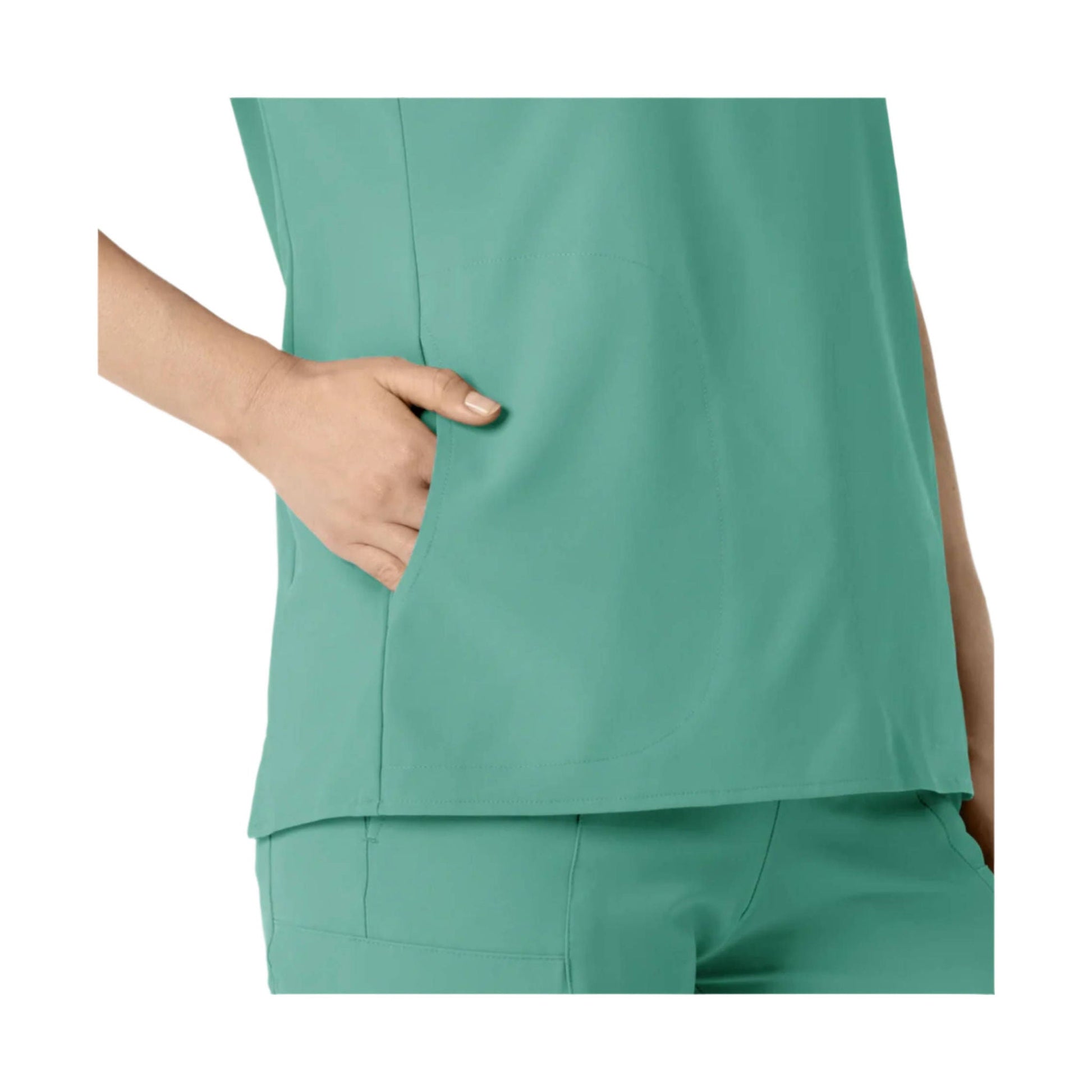 Wink Women's Renew Mandarin Collar Scrub Top - Turquoise by Lenny's Shoe & Apparel
