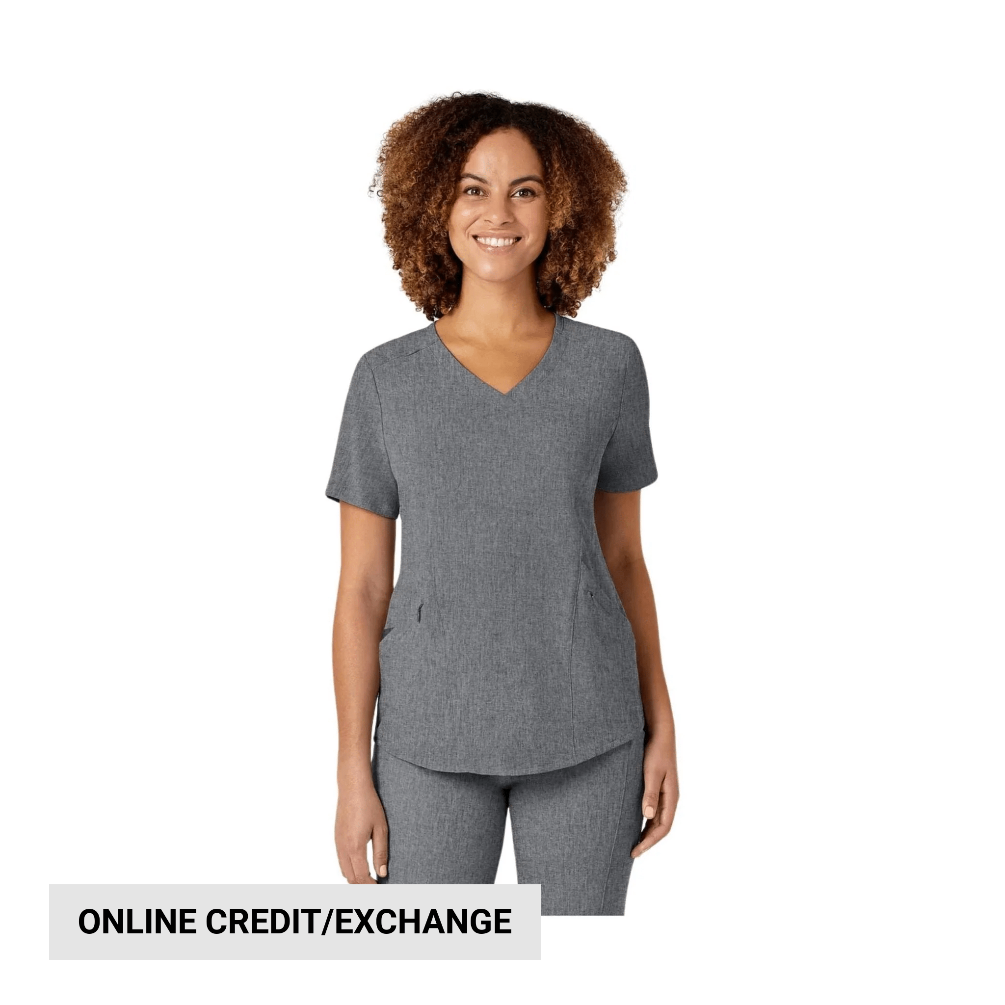 Wink Women's Renew V Neck Scrub Top - Grey Heather by Lenny's Shoe & Apparel