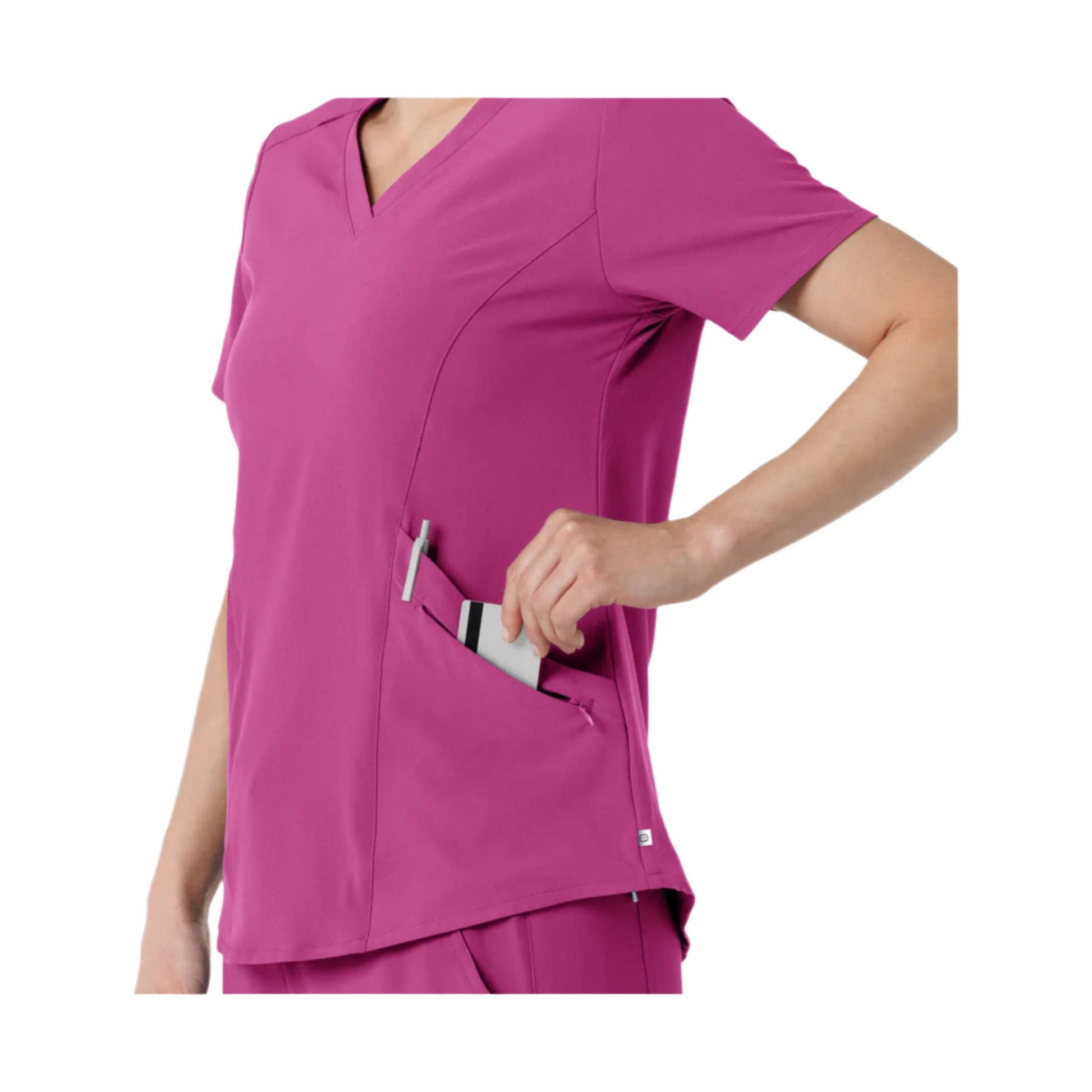 Wink Women's Renew V Neck Scrub Top - Raspberry by Lenny's Shoe & Apparel